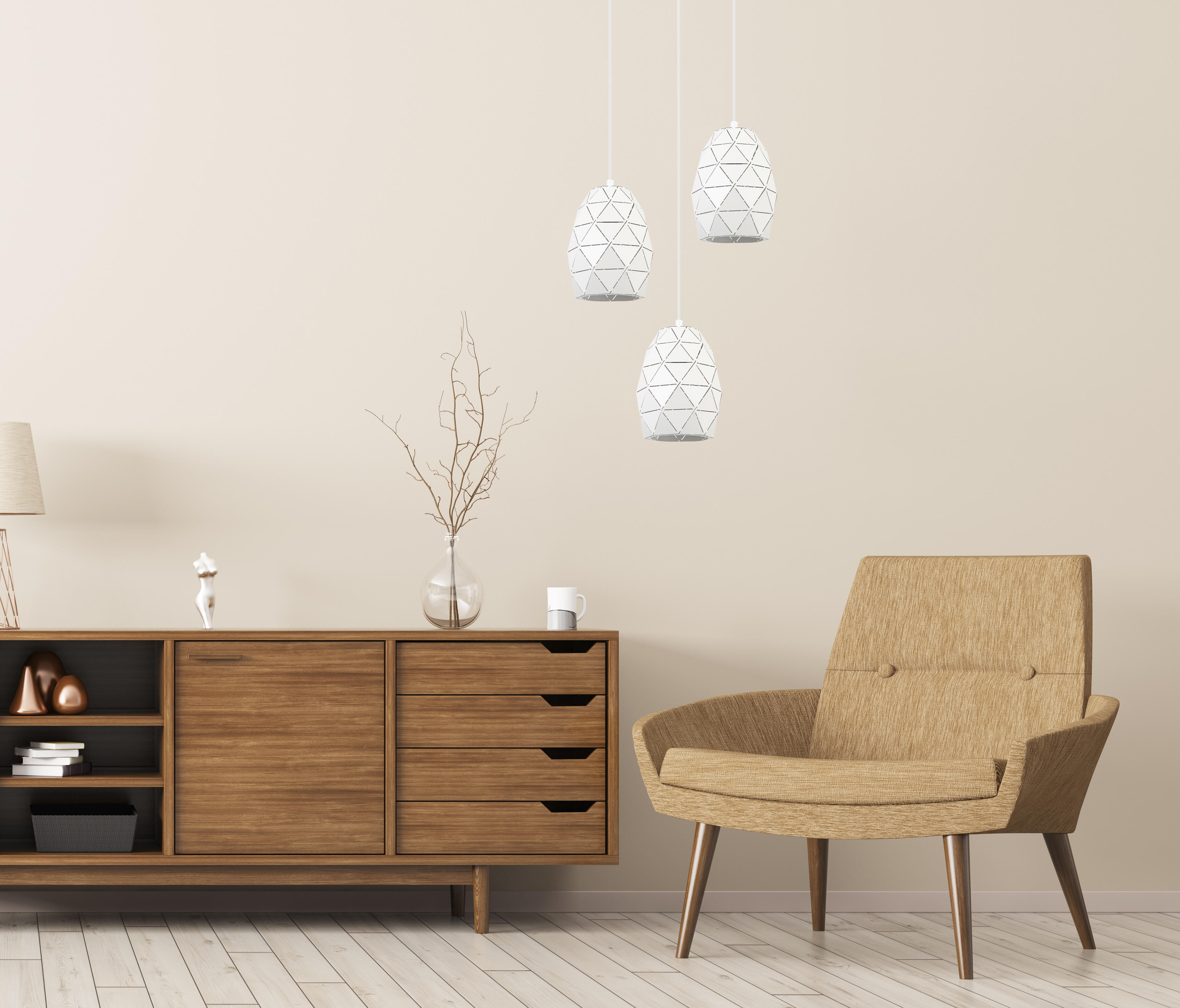 Lampa wisząca Harley biała 3 x E27 Italux - 2