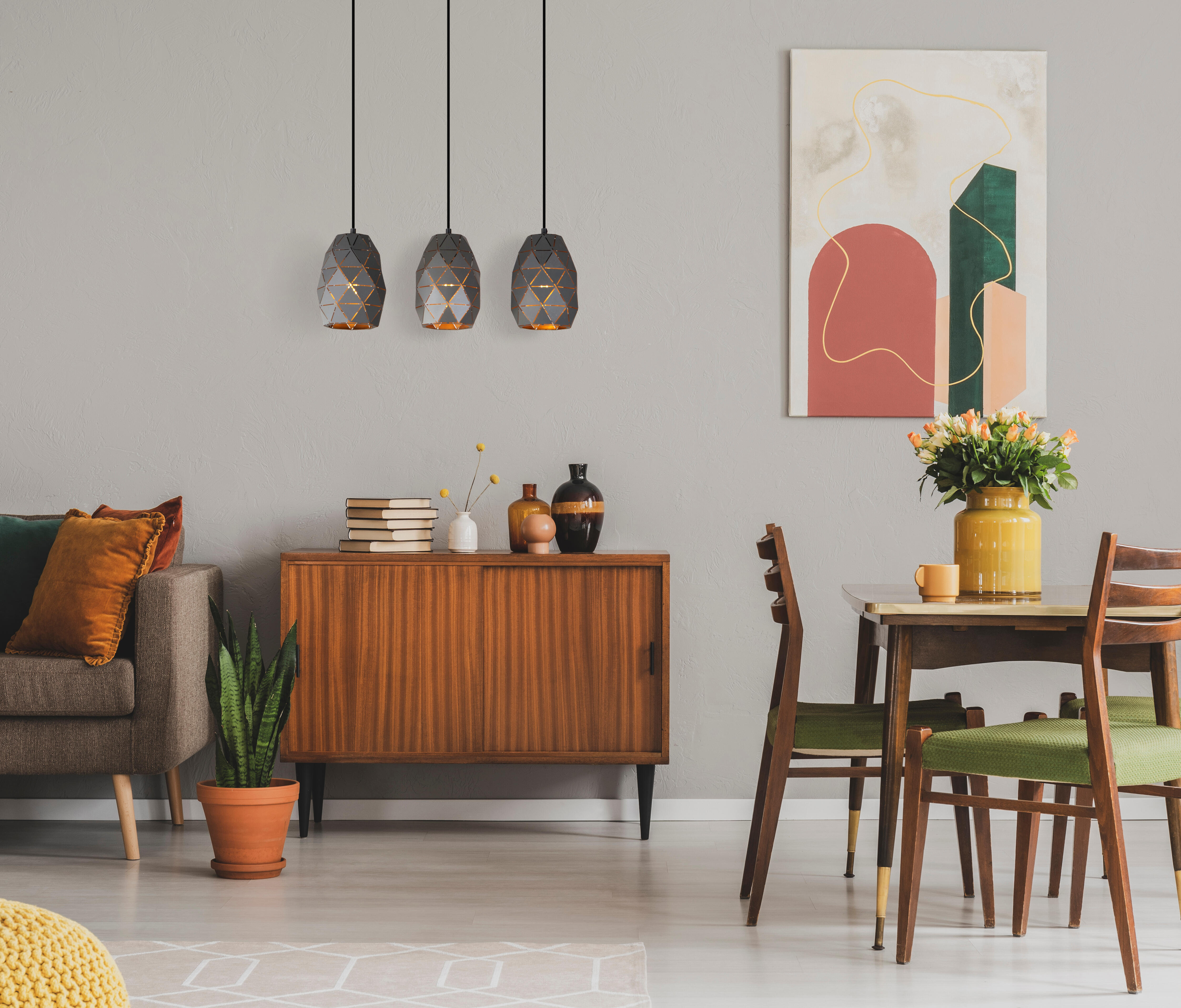 Lampa wisząca Harley grafit 3 x E27 Italux - 2