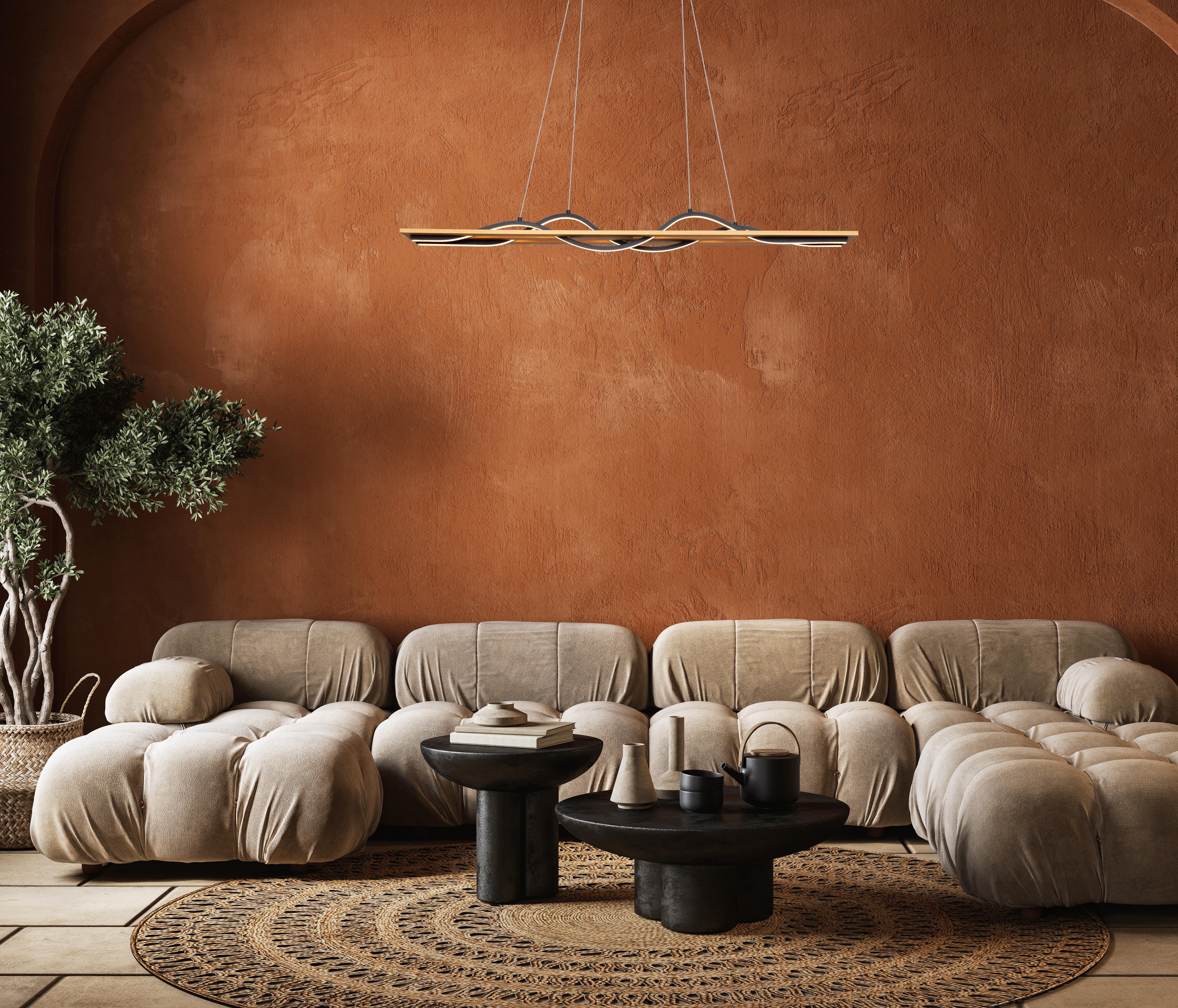 Lampa wisząca Canato drewno czarna LED Italux - 2