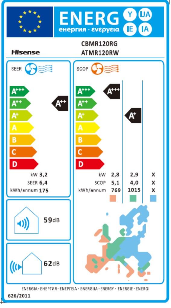 Unità esterna condizionatore HISENSE monosplit 12.000 BTU 3.2 KW R32 Inverter A++/A+ serie HALO + - 2