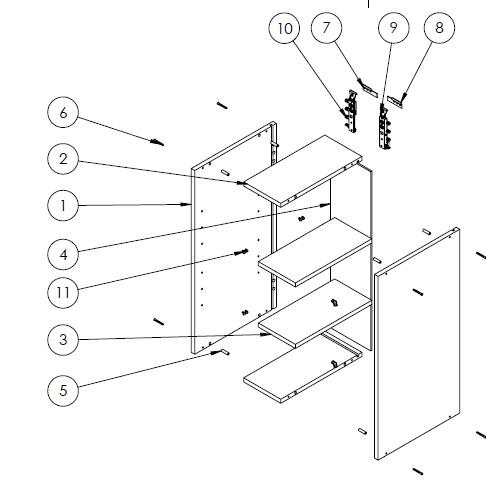 Etagère cube Eleki effet bois, H.72.1 x L.20 cm x P.37 cm, Ep.1.6 cm - 7