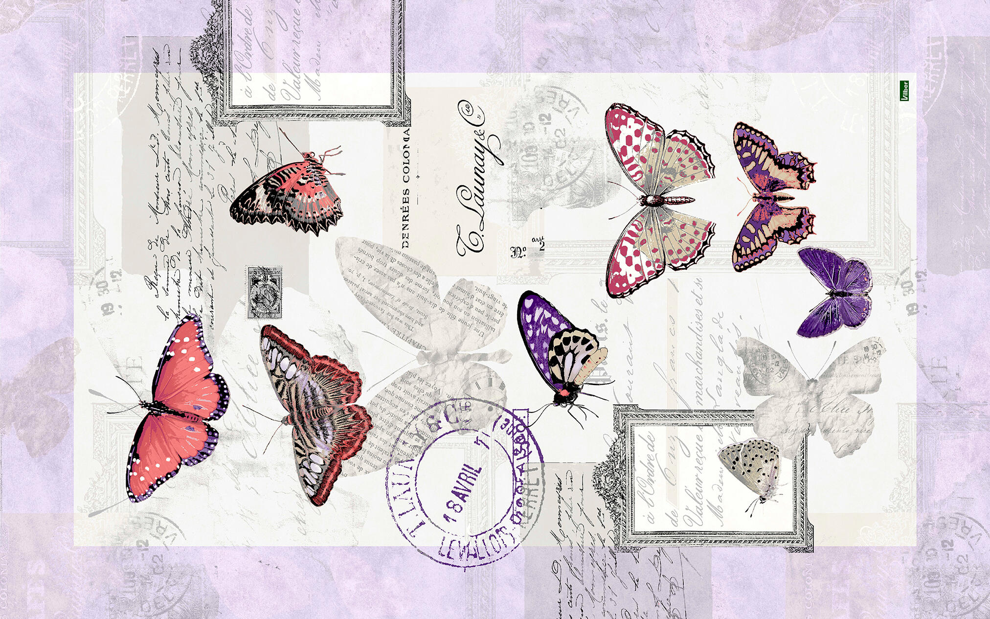 Alfombra vinílica mariposas 78x120 cm