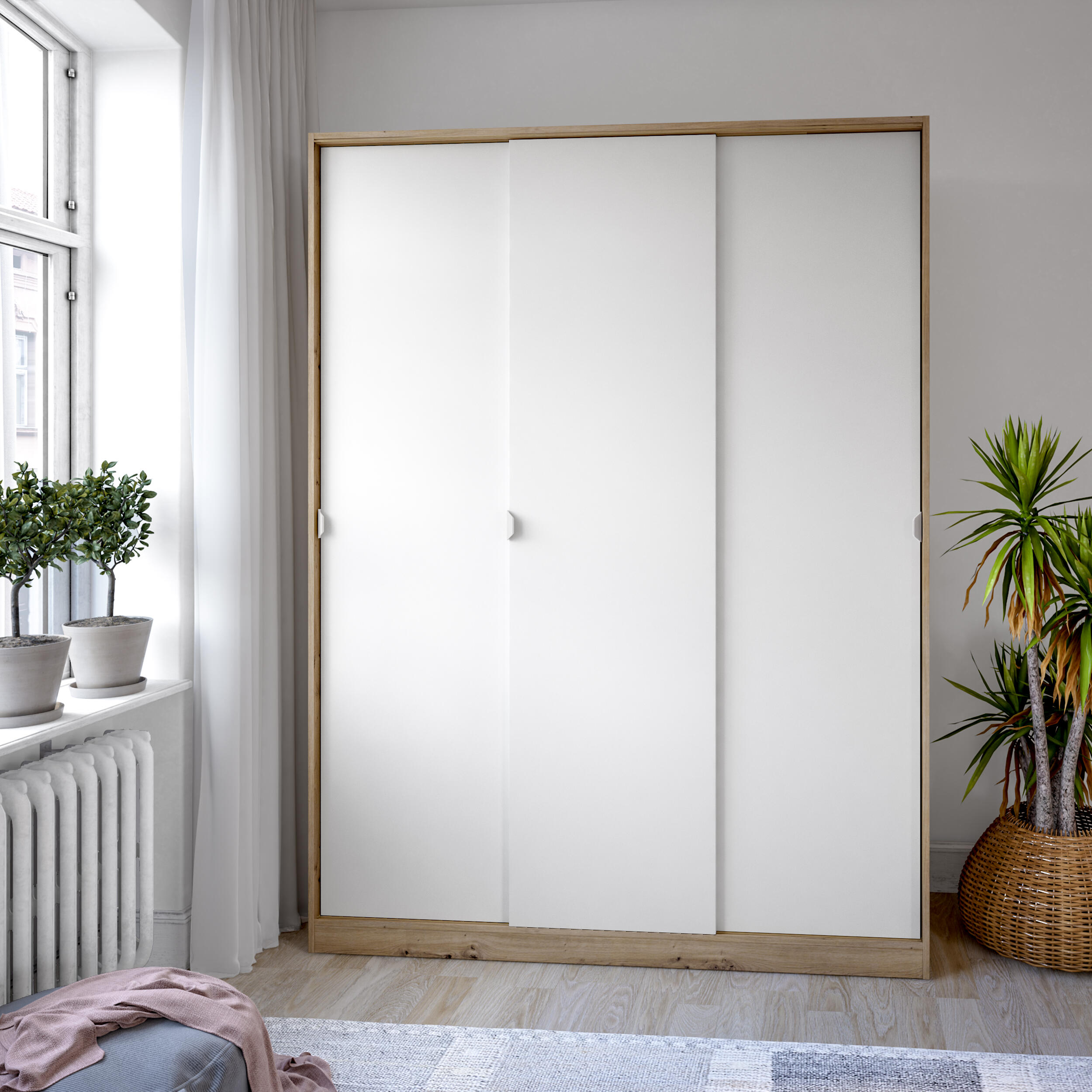 Armario puerta corredera Garona 150x200x50cm con 3 puertas color blanco - 3