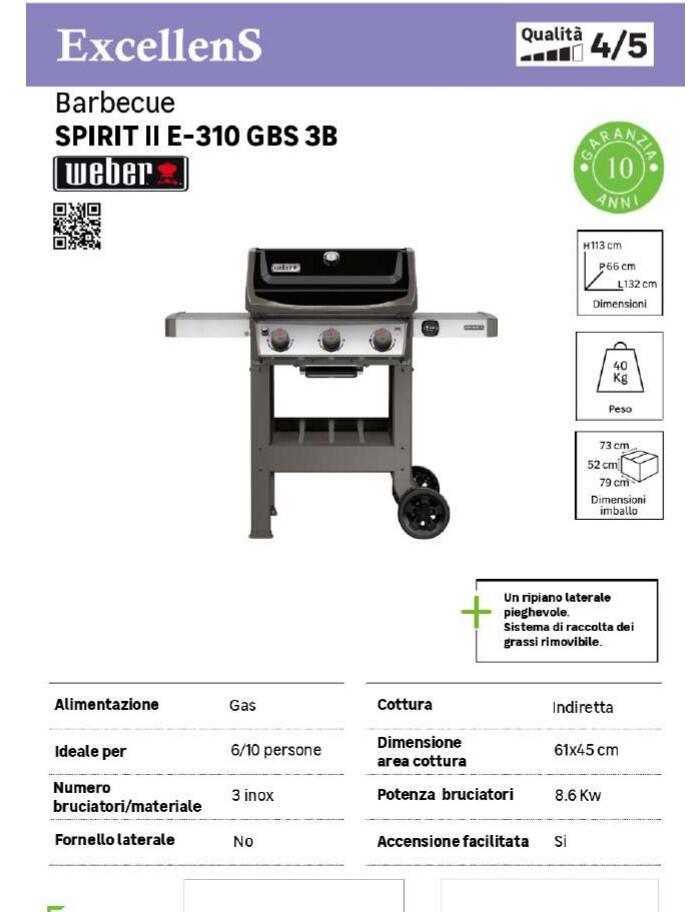 Barbecue a gas WEBER Spirit II E-310 GBS 3 bruciatori - 12