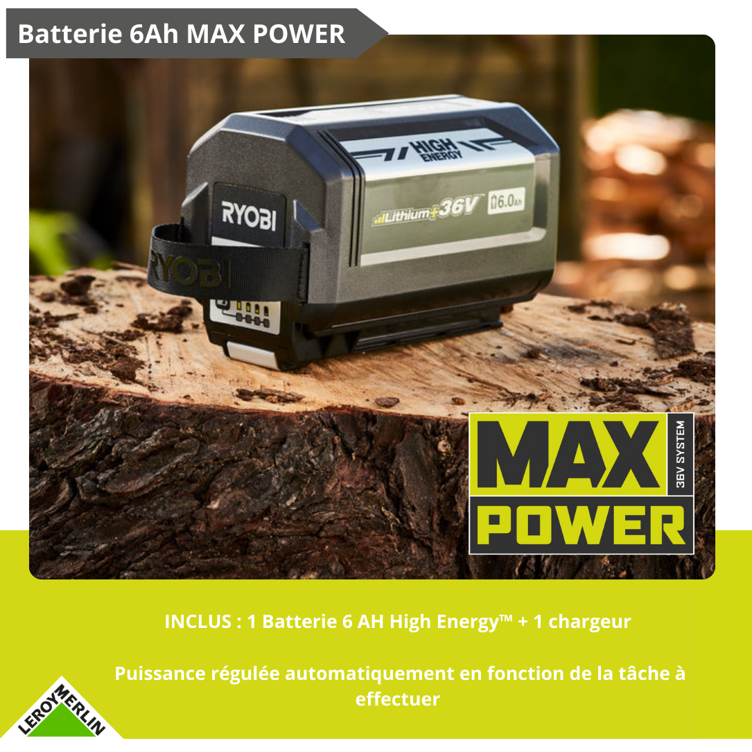 Tondeuse sur batterie RYOBI Rlm36x41h60pg 36V, 40cm, 1 batterie 6Ah - 4
