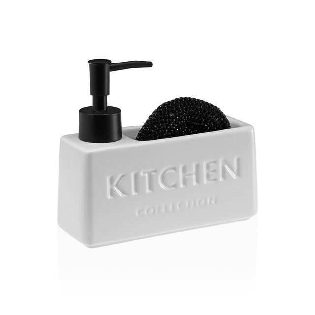Dispensador de jabón con estropajero Versa Kitchen blanco