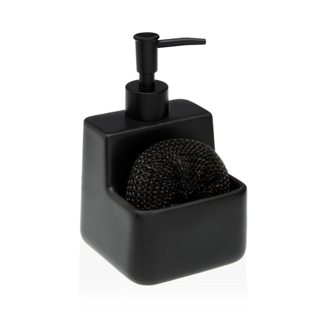 Dispensador de jabón con estropajero Versa Nordic negro