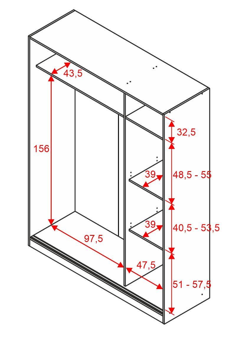 Armario puerta corredera Garona 150x200x50cm con 3 puertas color blanco - 5