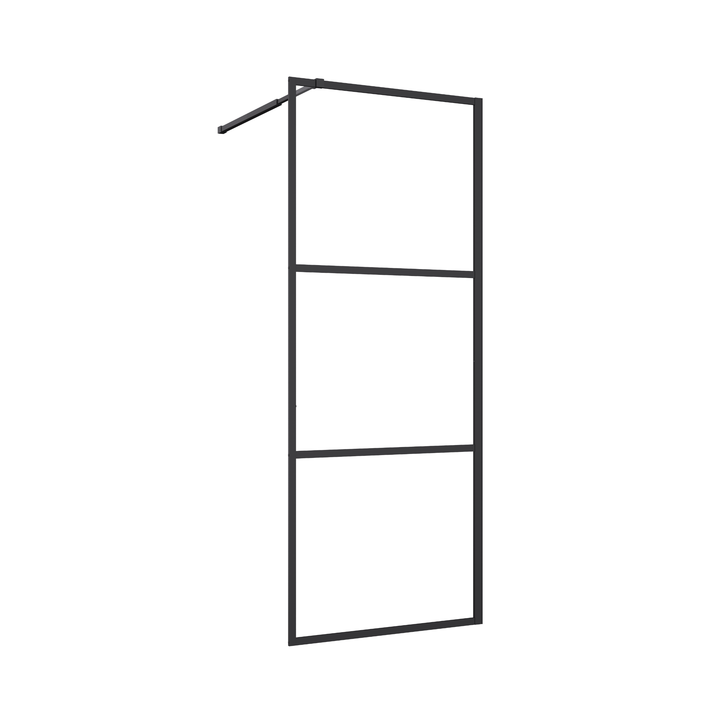 Kabina Walk-in 90x195 trójdzielna transparentna profil czarny