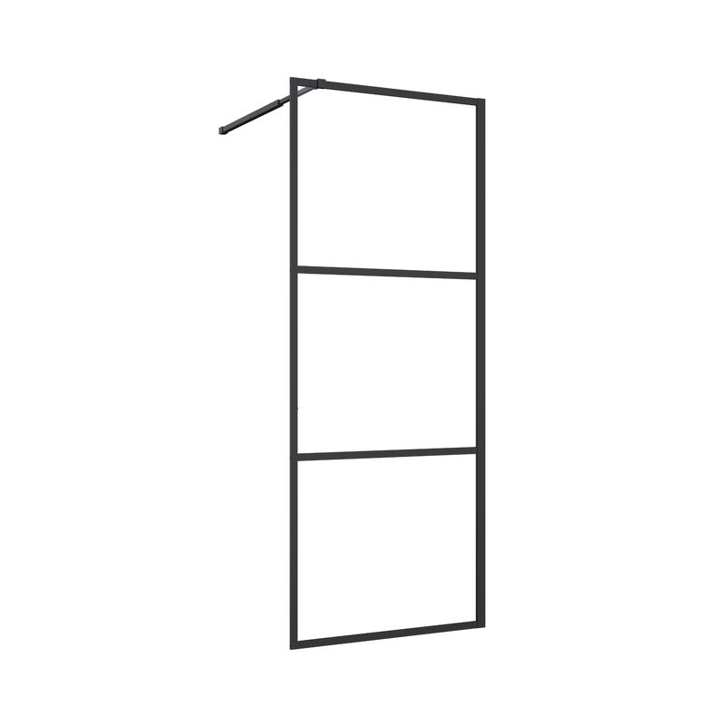 Kabina Walk-in 90x195 trójdzielna transparentna profil czarny