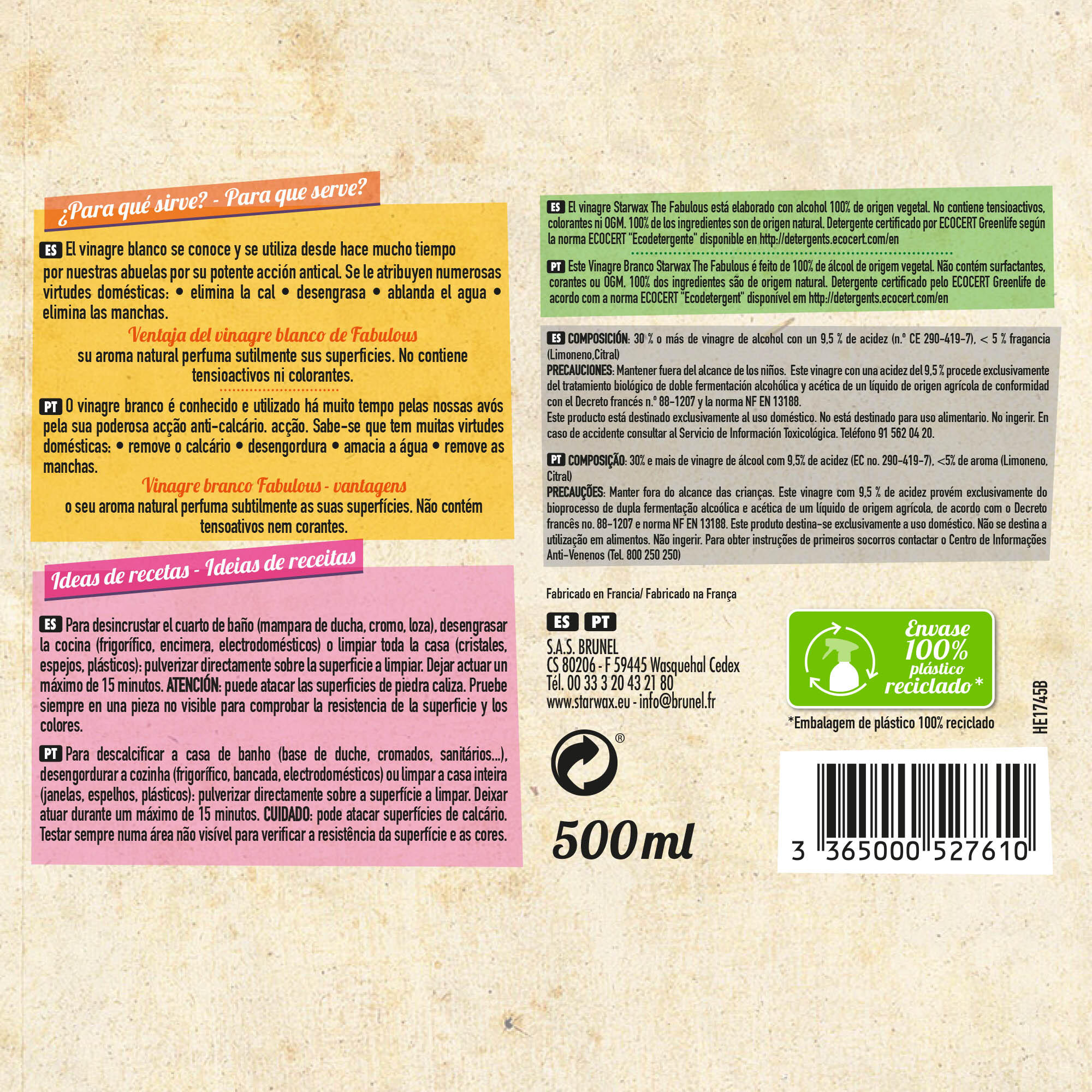 Vinagre branco limpeza 9.5º 500 ml Starwax - 4