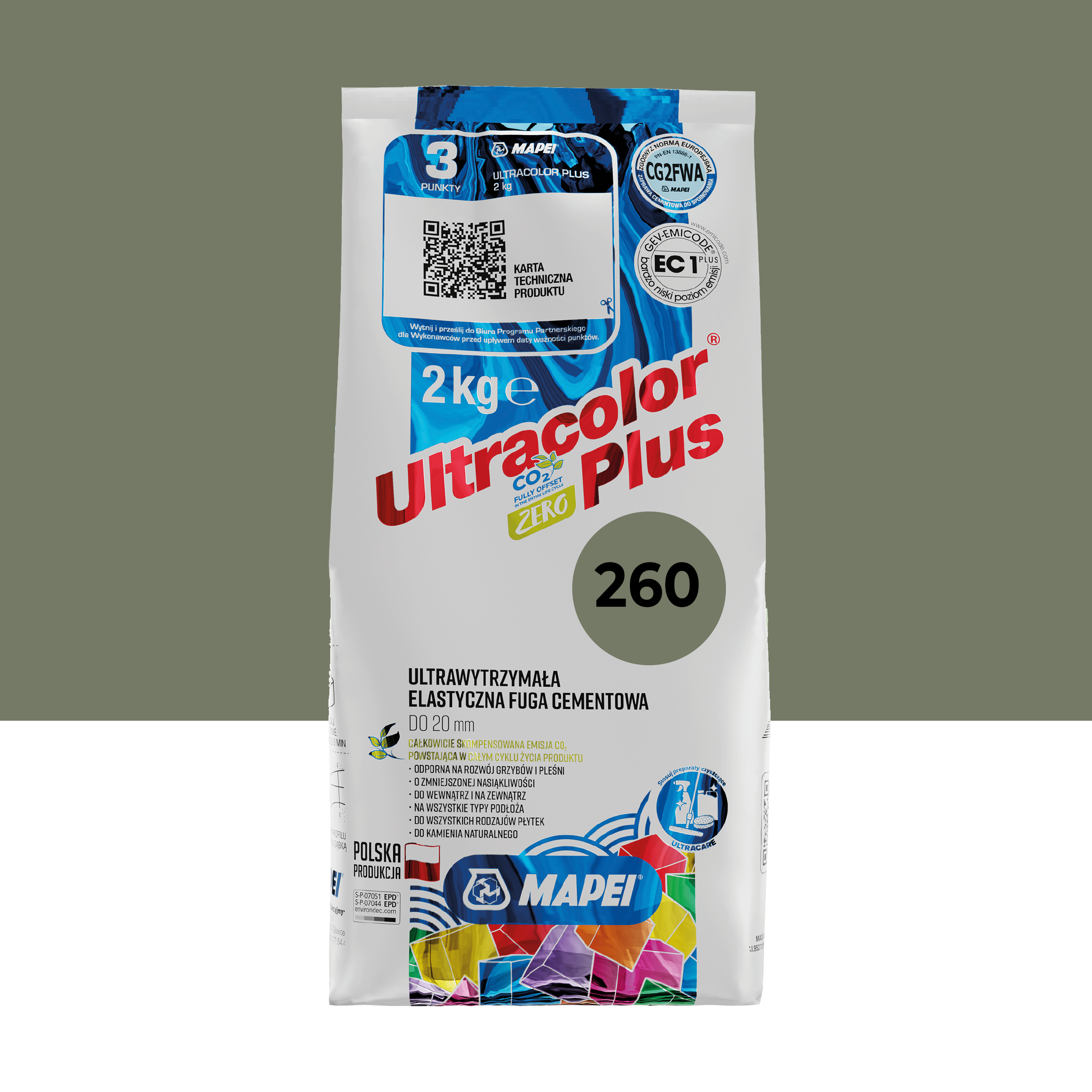 Fuga elastyczna Ultracolor 260 Oliwka 2 kg Mapei