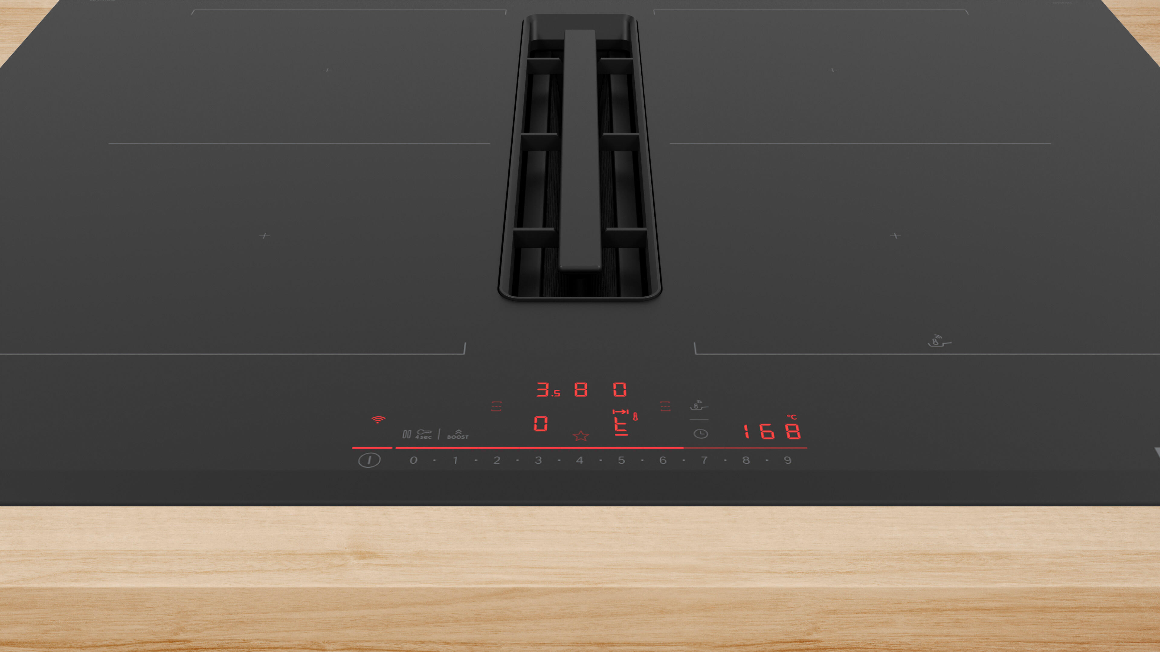 Placa de inducción con extractor BOSCH PVQ731H26E con 4 zonas de cocción y zona flex 7400W negro 71 cm - 6