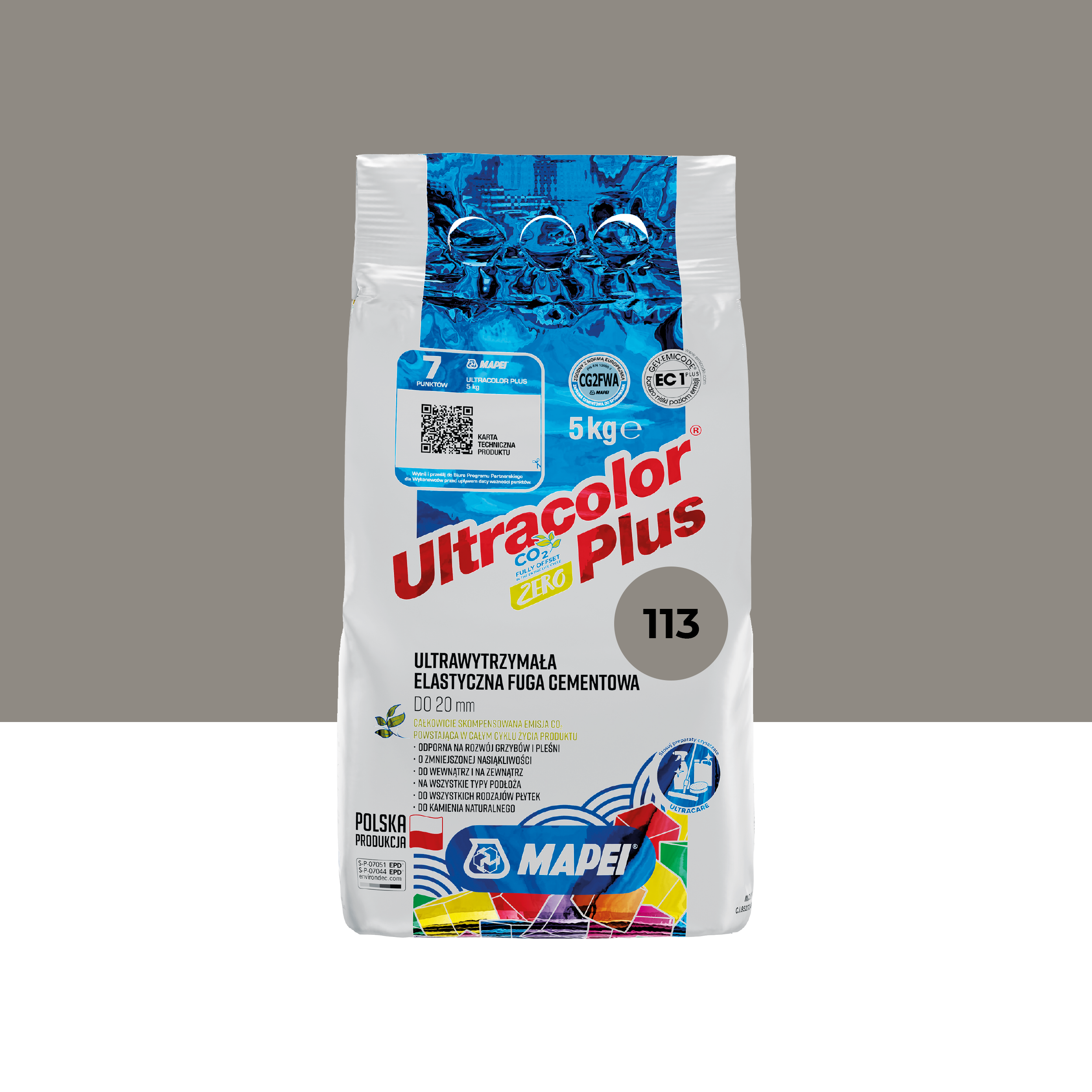 Fuga Ultracolor Plus 113 szary 113 5 kg Mapei