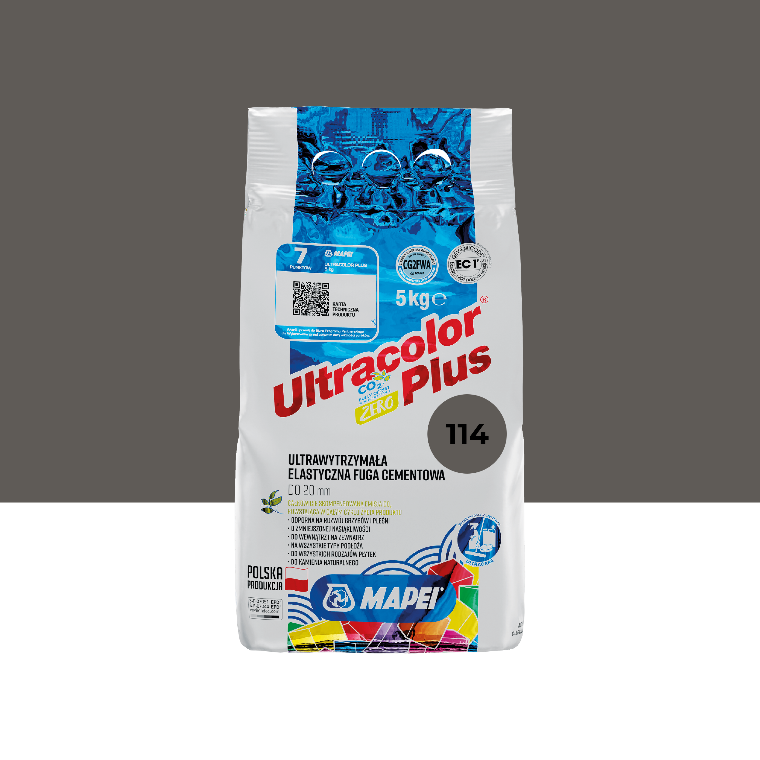 Fuga elastyczna Ultracolor Plus 114 Antracyt 5 kg Mapei