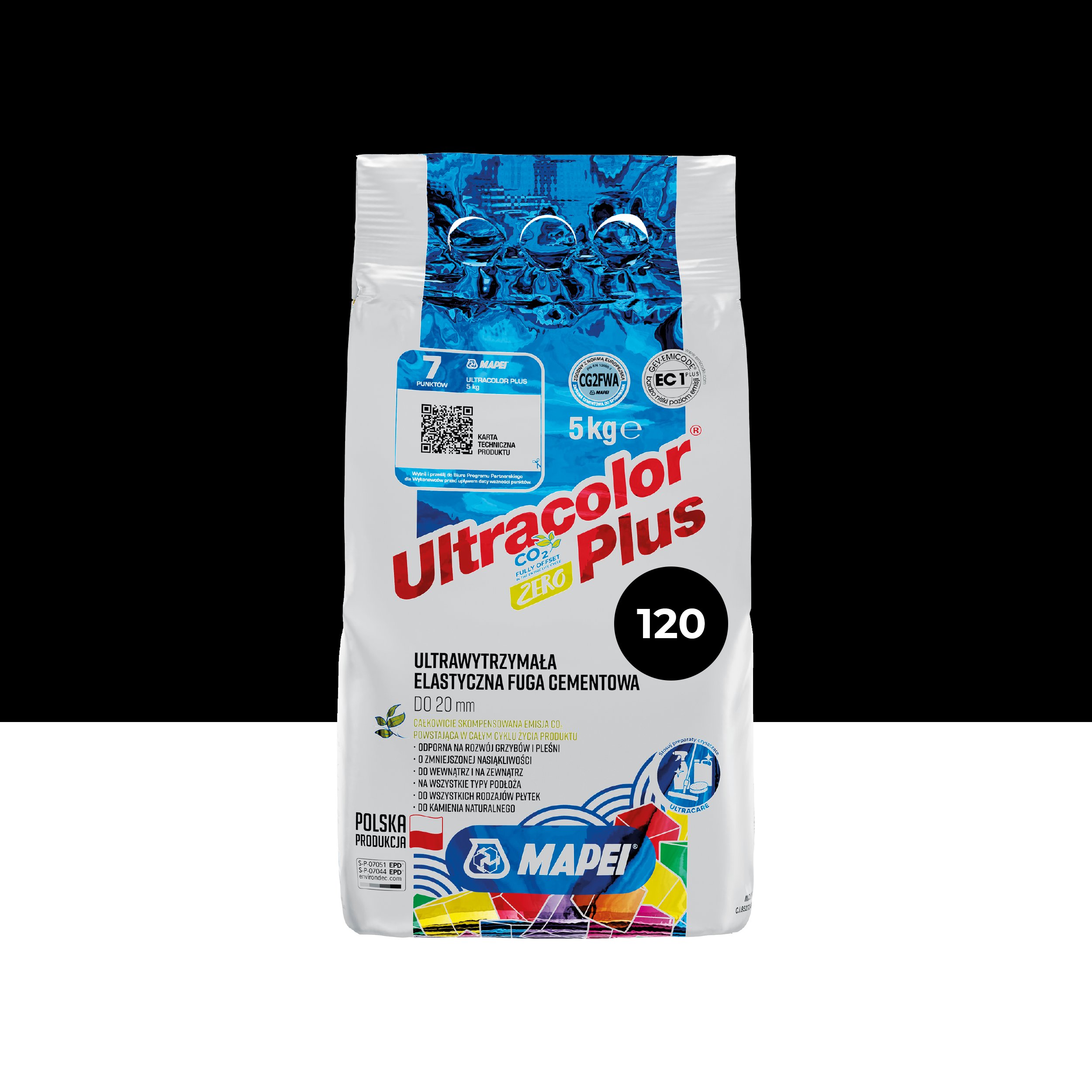 Fuga elastyczna Ultracolor Plus 120 Czarny 5 kg Mapei