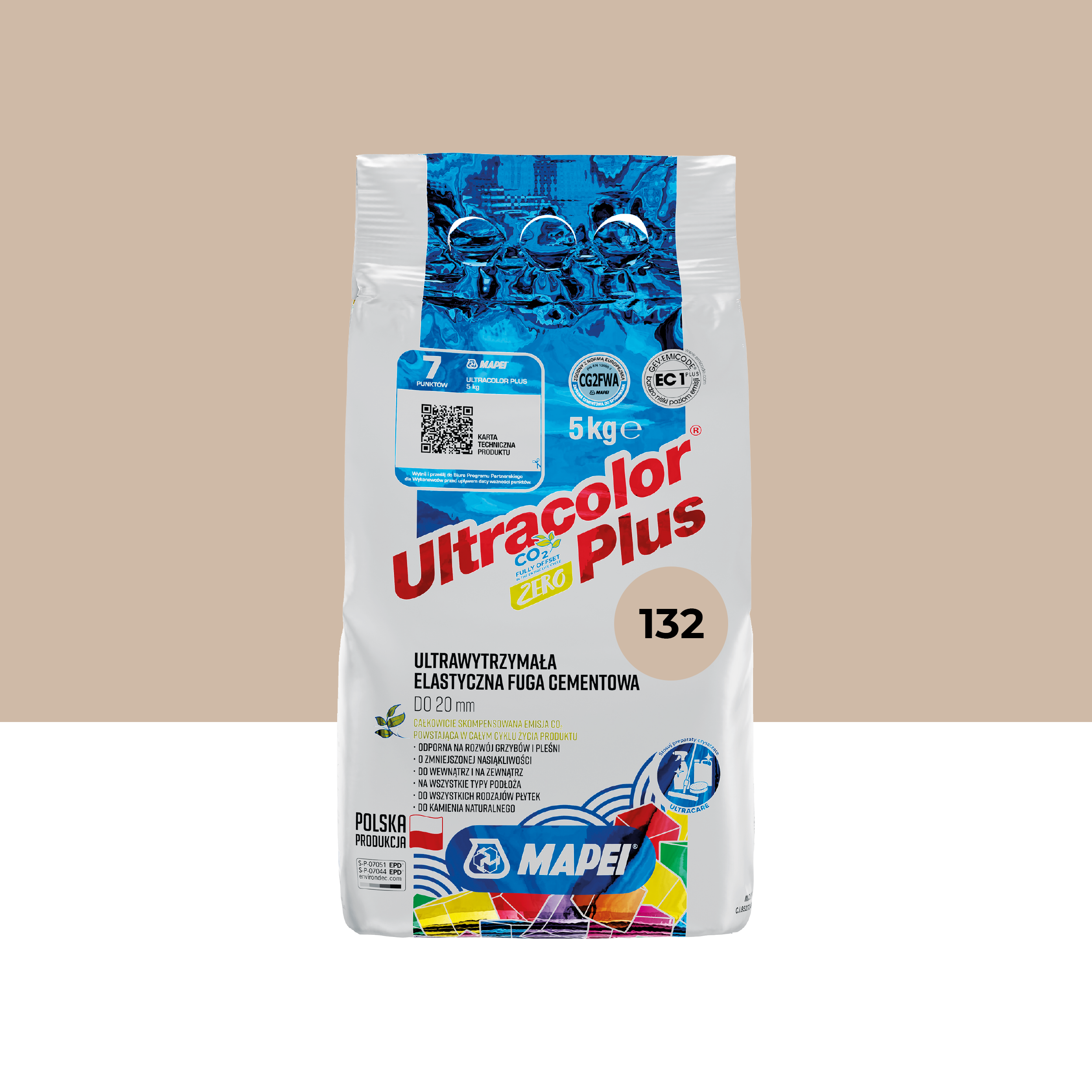 Fuga elastyczna Ultracolor Plus 132 Beżowy 5 kg Mapei