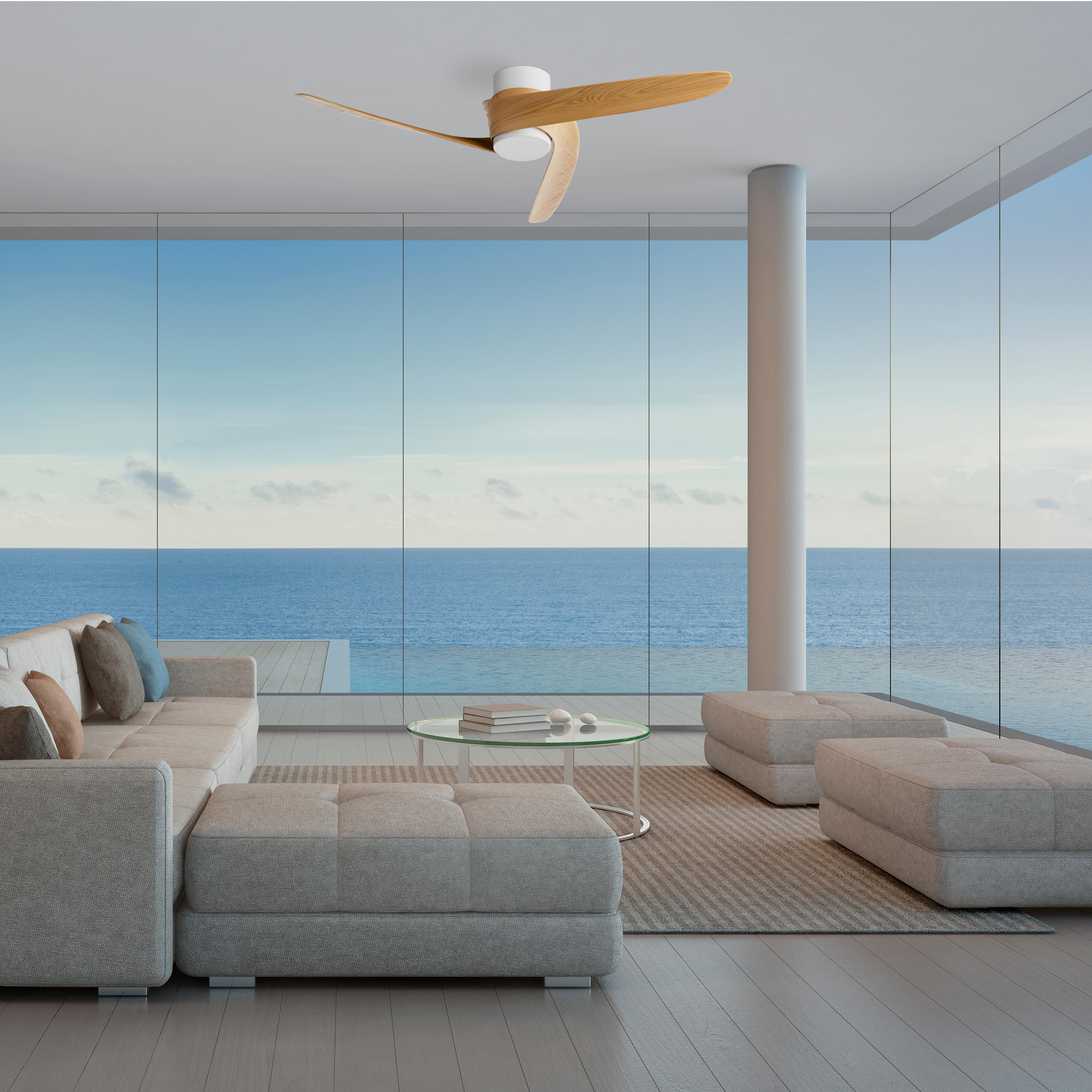 Ventilador de techo con luz silencioso DC 30W con mando WiFi ø102 cm Groenland MANTRA blanco y beige luz CCT 3 aspas| 8 velocidades| modo verano/invierno| brisa| recomendado para <13m² - 4