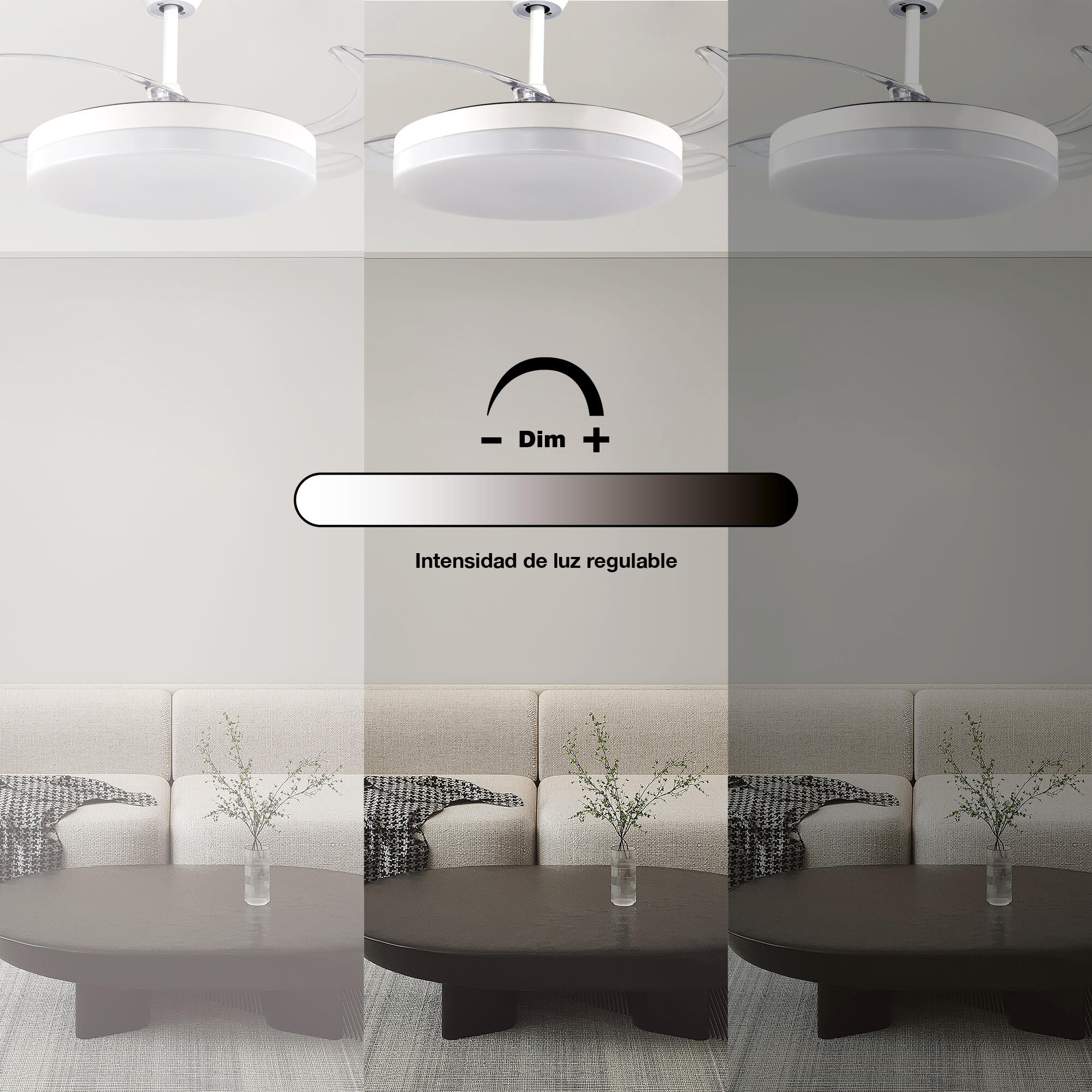 Ventilador de techo con luz sin aspas silencioso DC Xtrelamp Alarik blanco 106 cm - 5