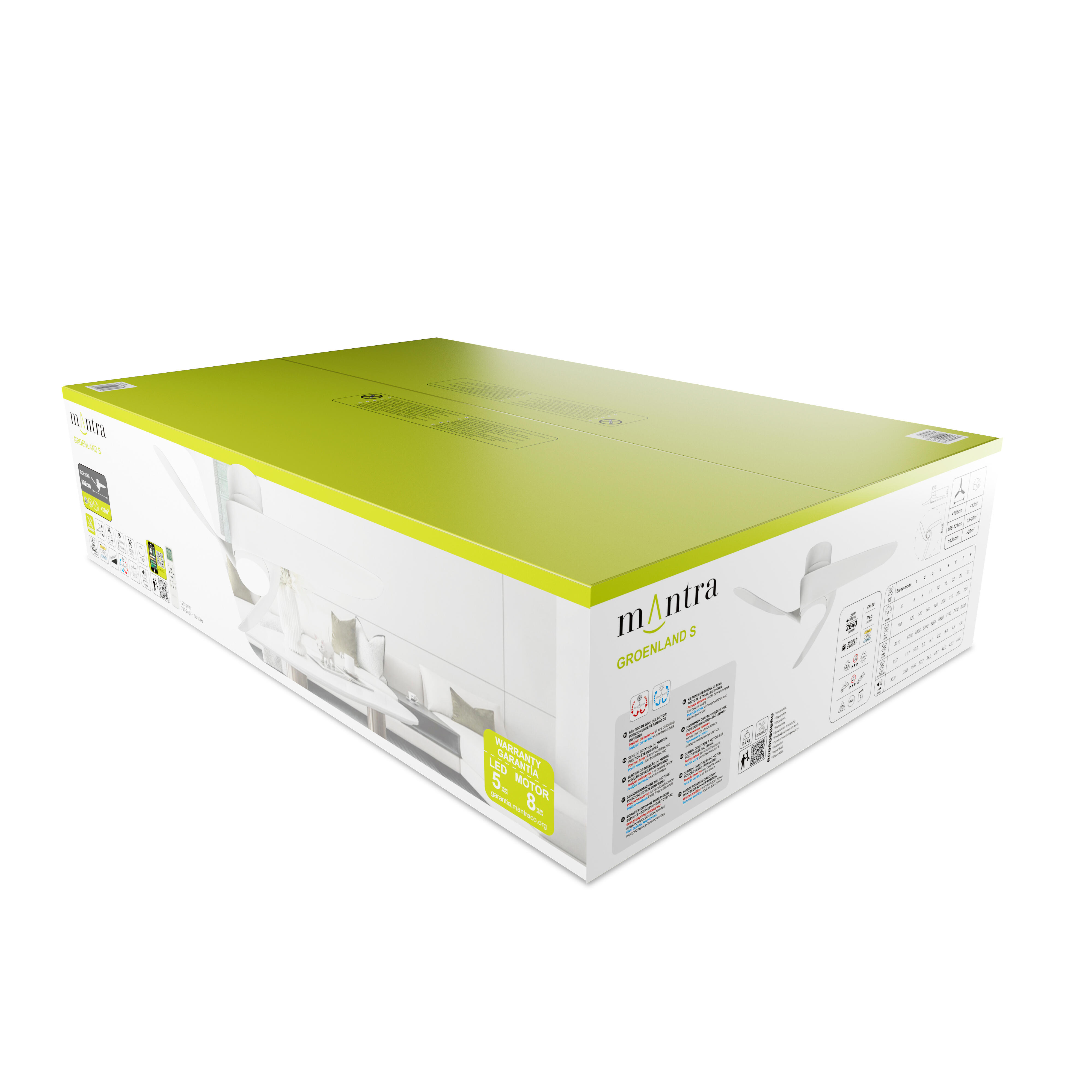 Ventilador de techo con luz silencioso DC 30W con mando WiFi/ APP ø102 cm Mantra Groenland blanco luz CCT 3 aspas| 8 velocidades| modo verano/invierno| brisa| recomendado para <13m² - 10