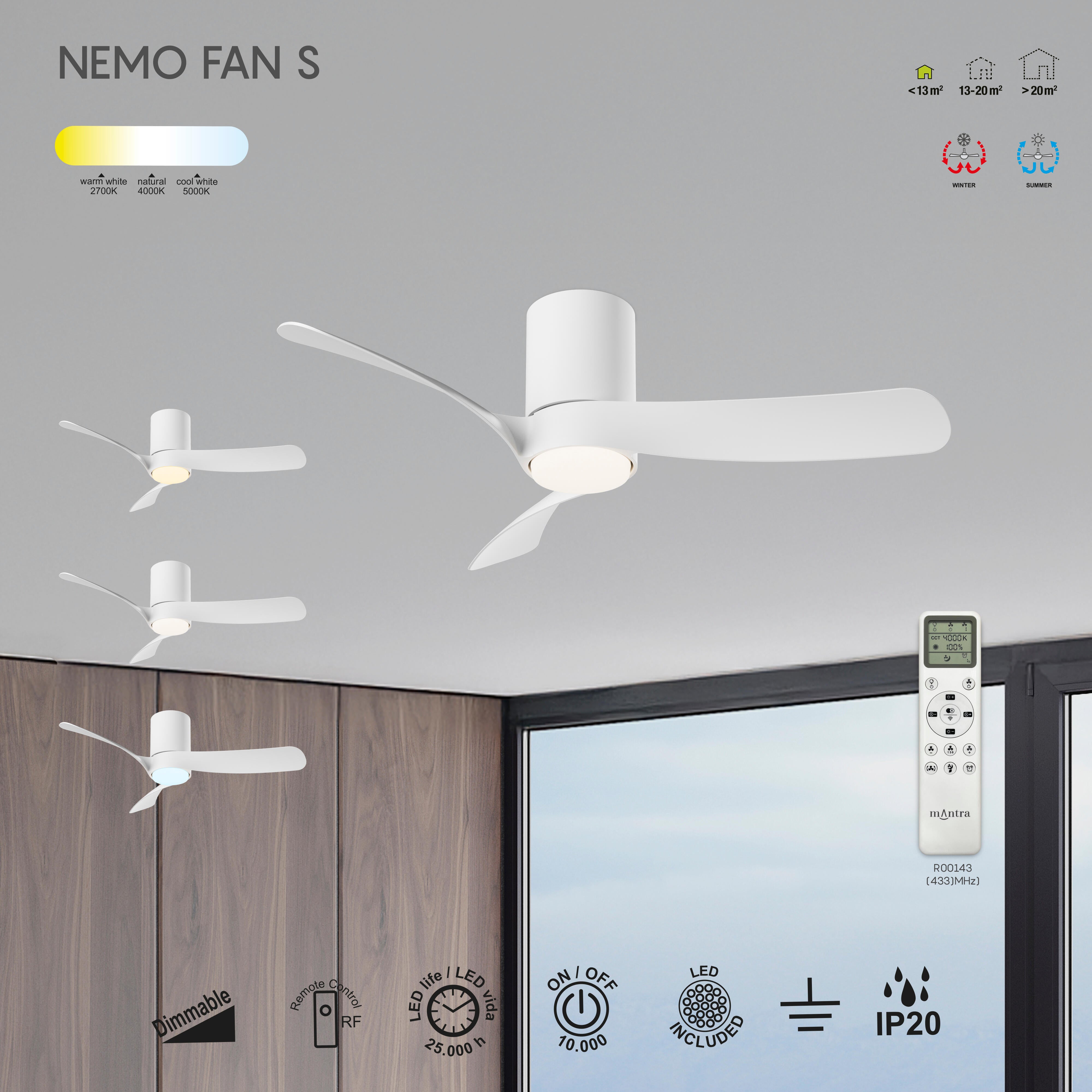 Ventilador de techo con luz silencioso DC Mantra Nemo  blanco 97 cm - 5