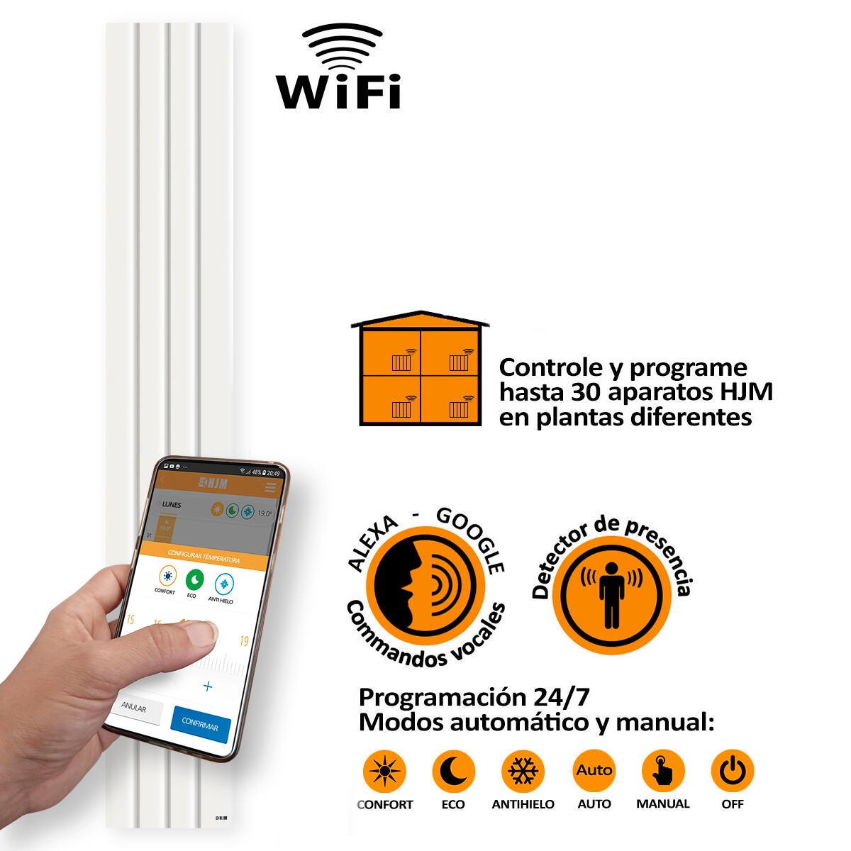 EMISOR CERÁMICO VERTICAL 1000W HJM BLANCO - 2