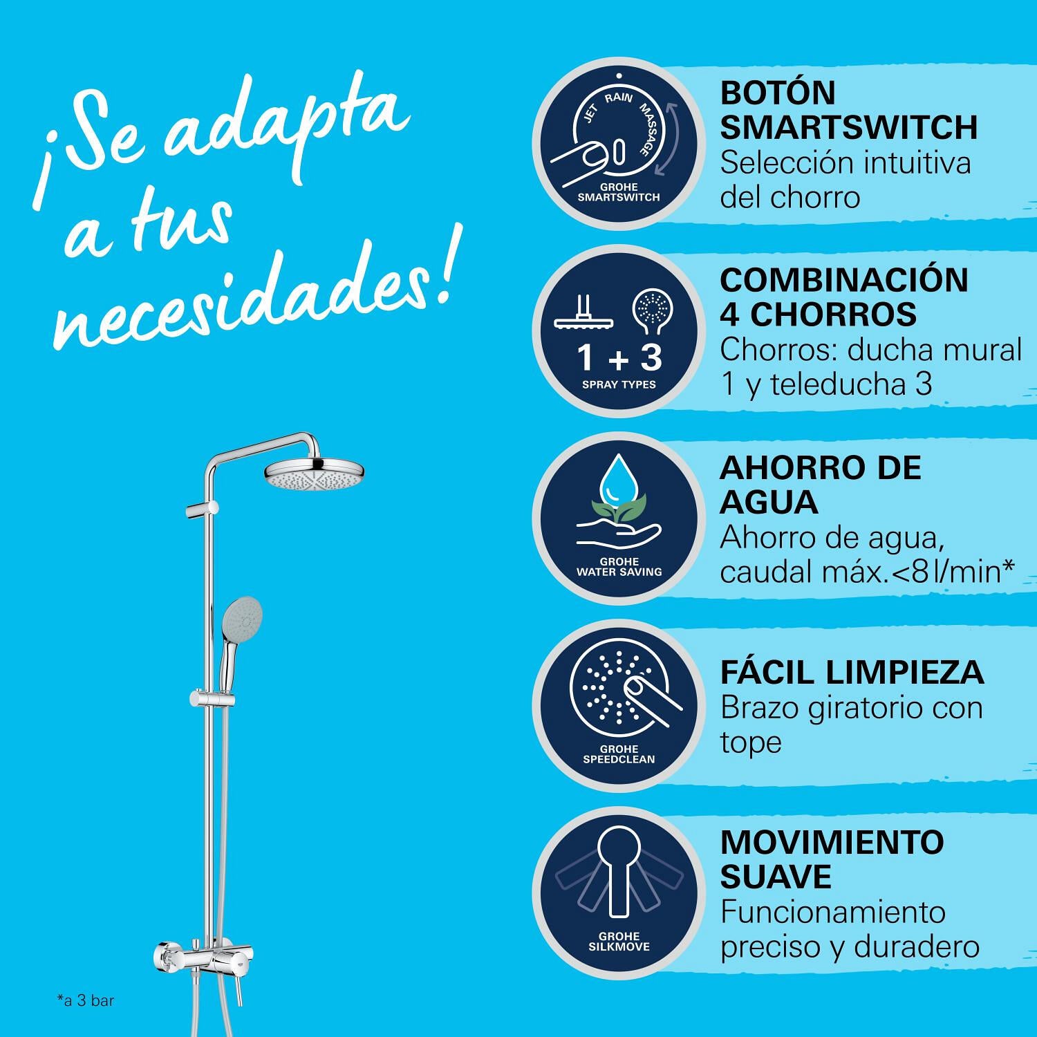 Conjunto de duche com torneira cromado 210 Grohe Start Clova - 11
