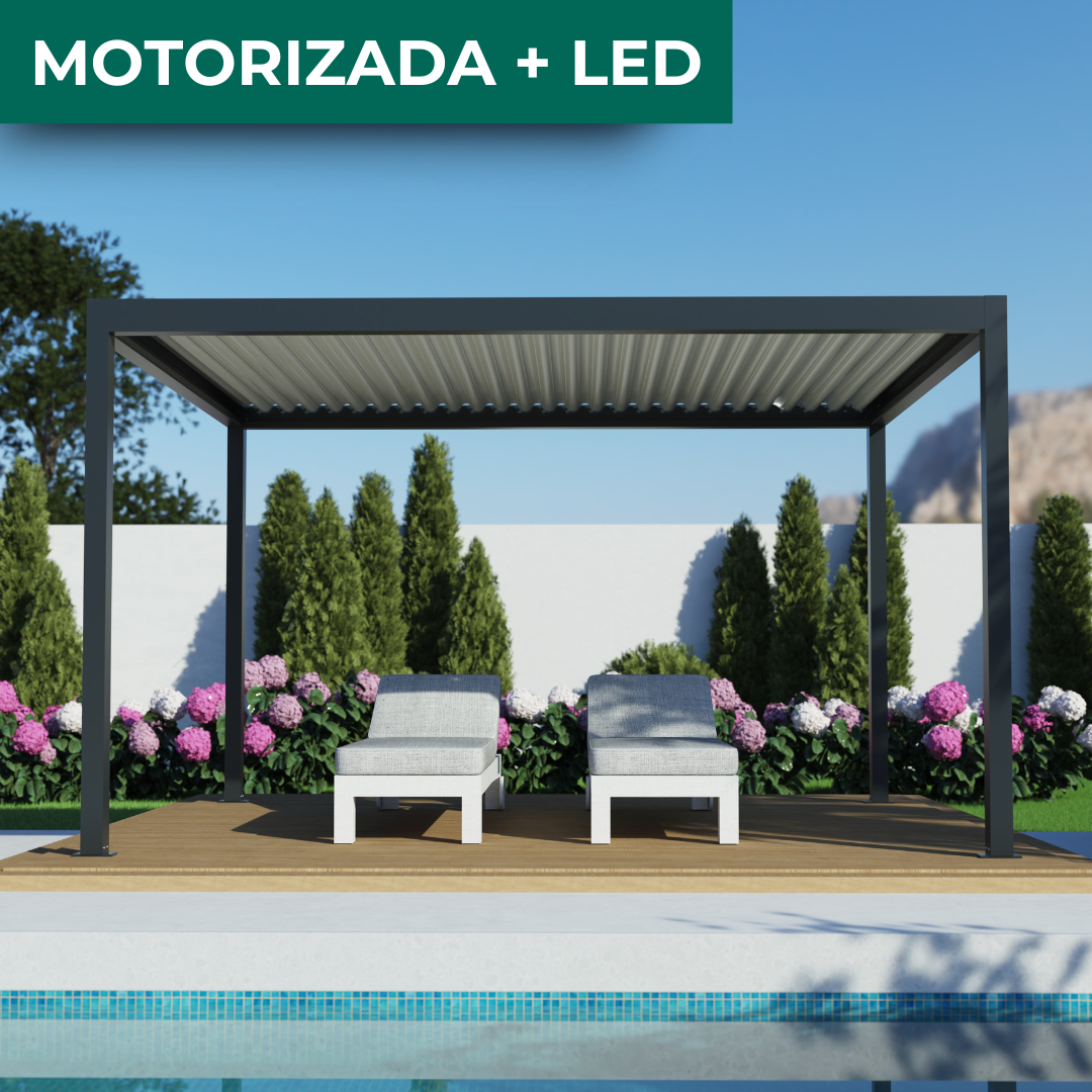 Pérgola de aluminio caleta gris de 308x413 cm