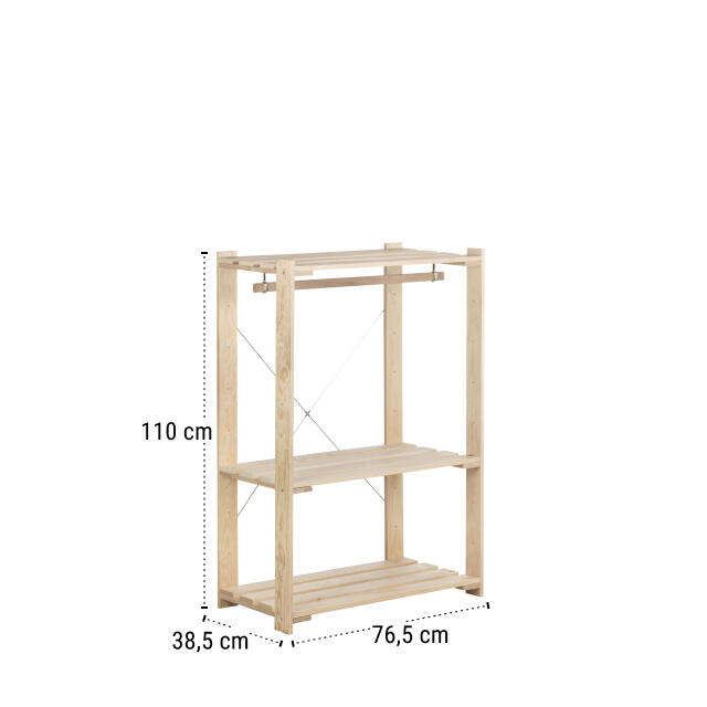 Roupeiro aberto baixo madeira natural 76,5x110x38,5 cm Astigarraga - 4