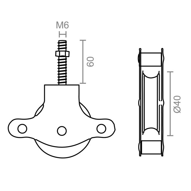 POLEA TENDEDERO CON TUERCA POL02 60 MM. ZINCADA 2 UDS.