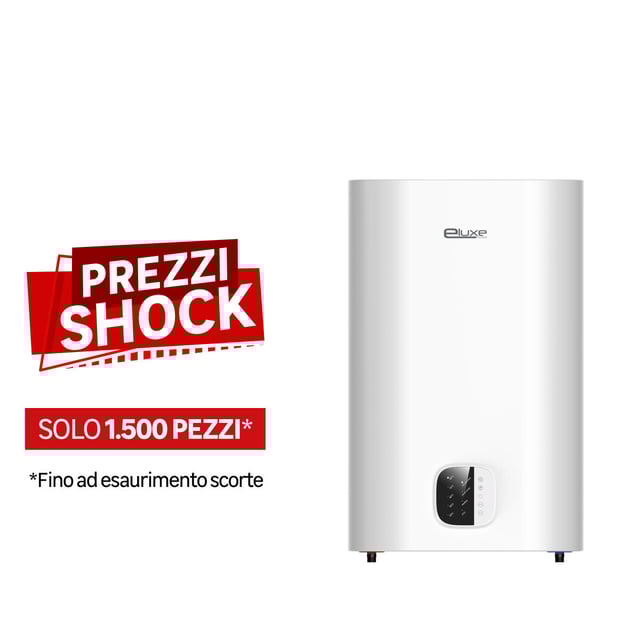 Scaldabagno elettrico piatto ad accumulo ELUXE . 80L portata 10L/min 1800 KW classe energetica B