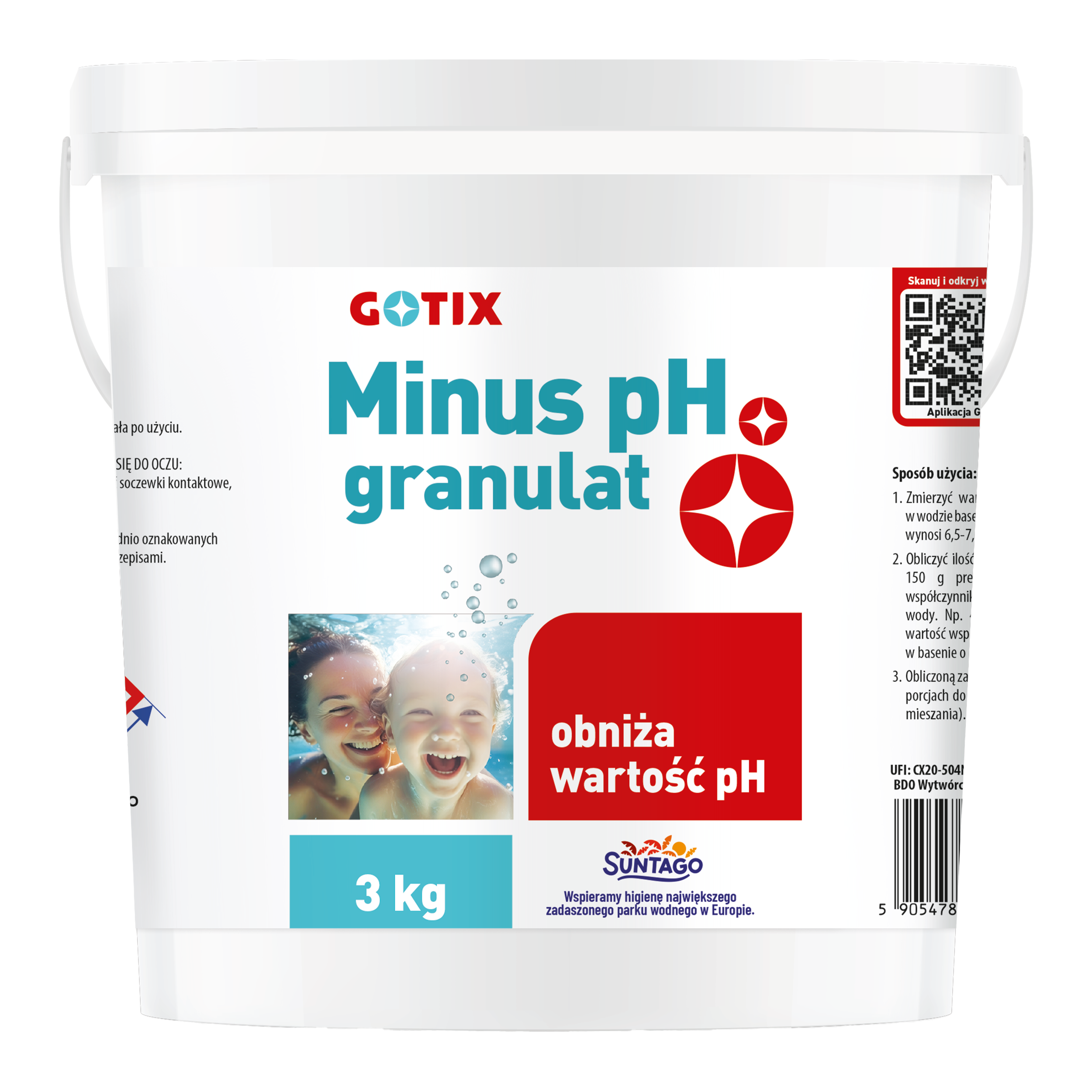 Granulat do obniżania pH w wodzie basenowej 3kg Gotix pH-