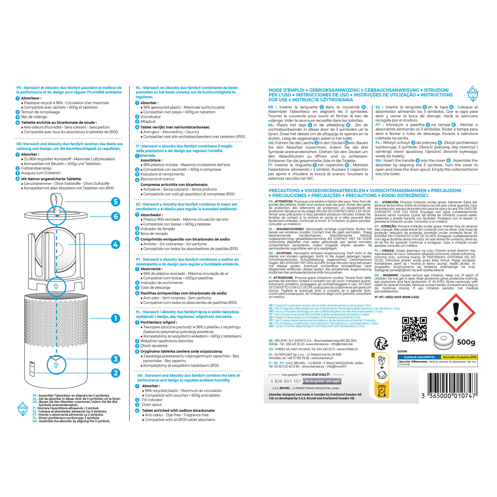 Absorbeur d'humidité STARWAX Gris avec 1 recharge 500g, 25 m² - 5
