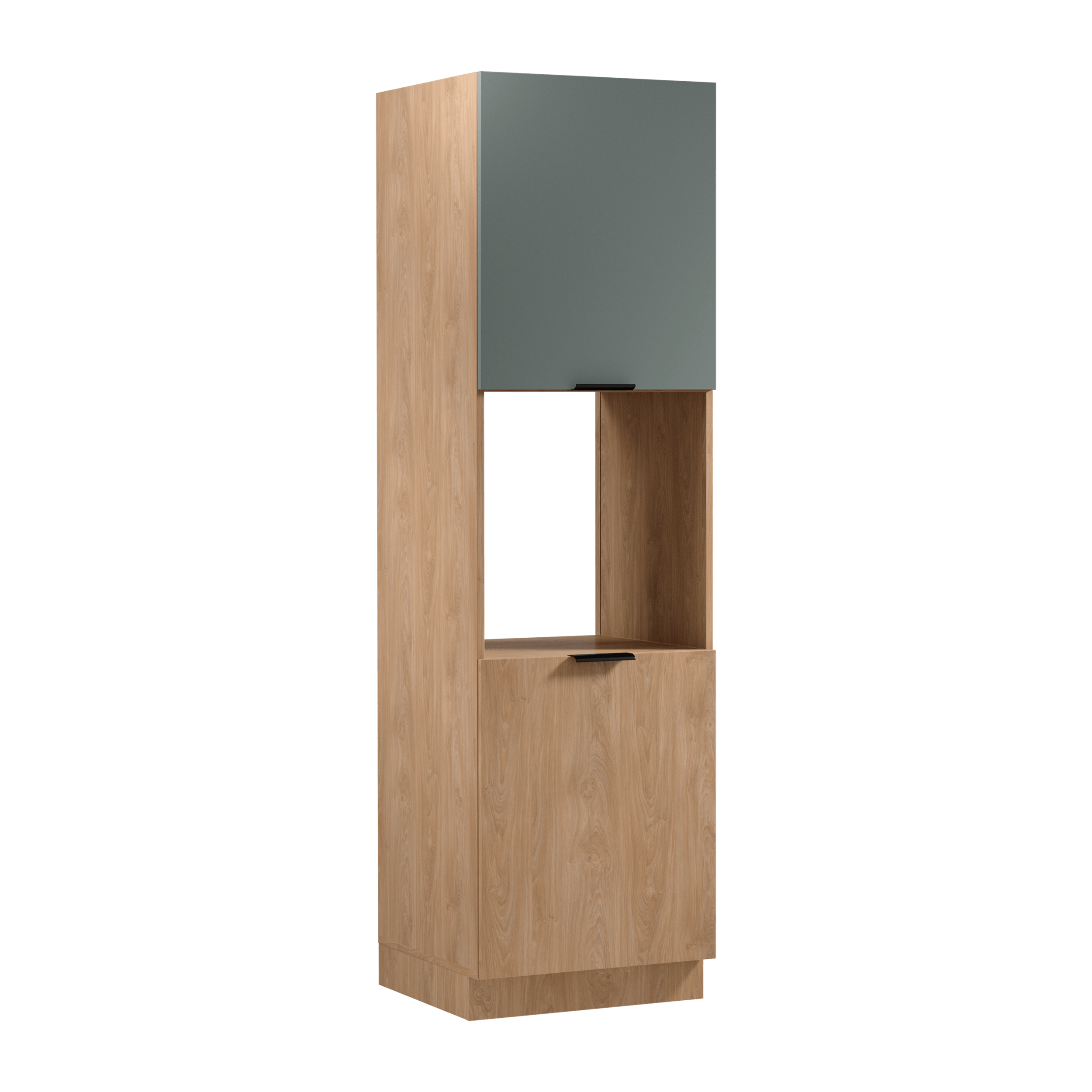 Szafka kuchenna słupek pod lodówkę Acari 60 cm wys. 212 cm kolor zielony/dąb
