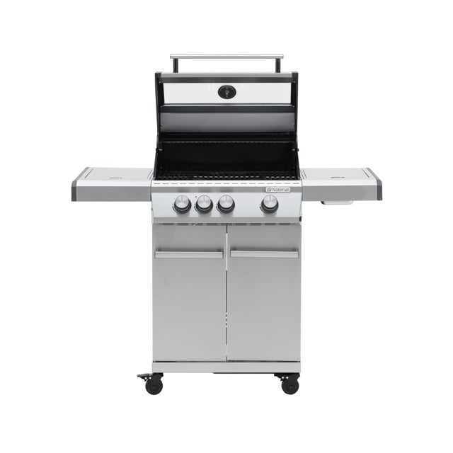 Barbecue a gás com 3+1 queimadores em aço inoxidável 129x118x55 cm Naterial Hudson