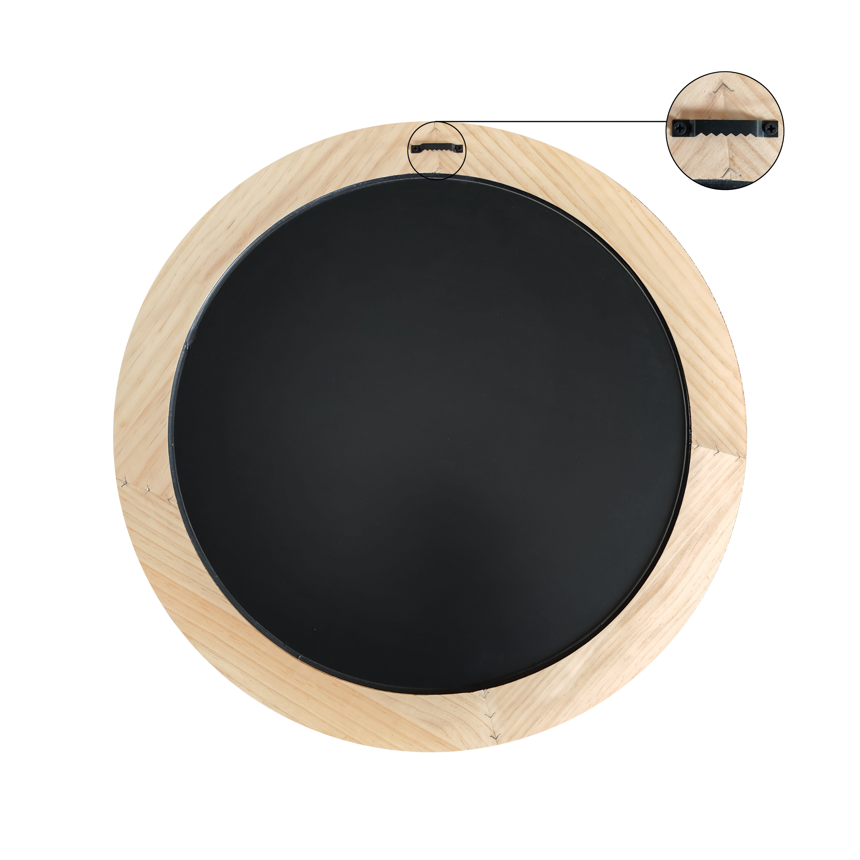 Espejo enmarcado de pared redondo Gravy madera natural mate INSPIRE de 60 cm de diámetro - 7