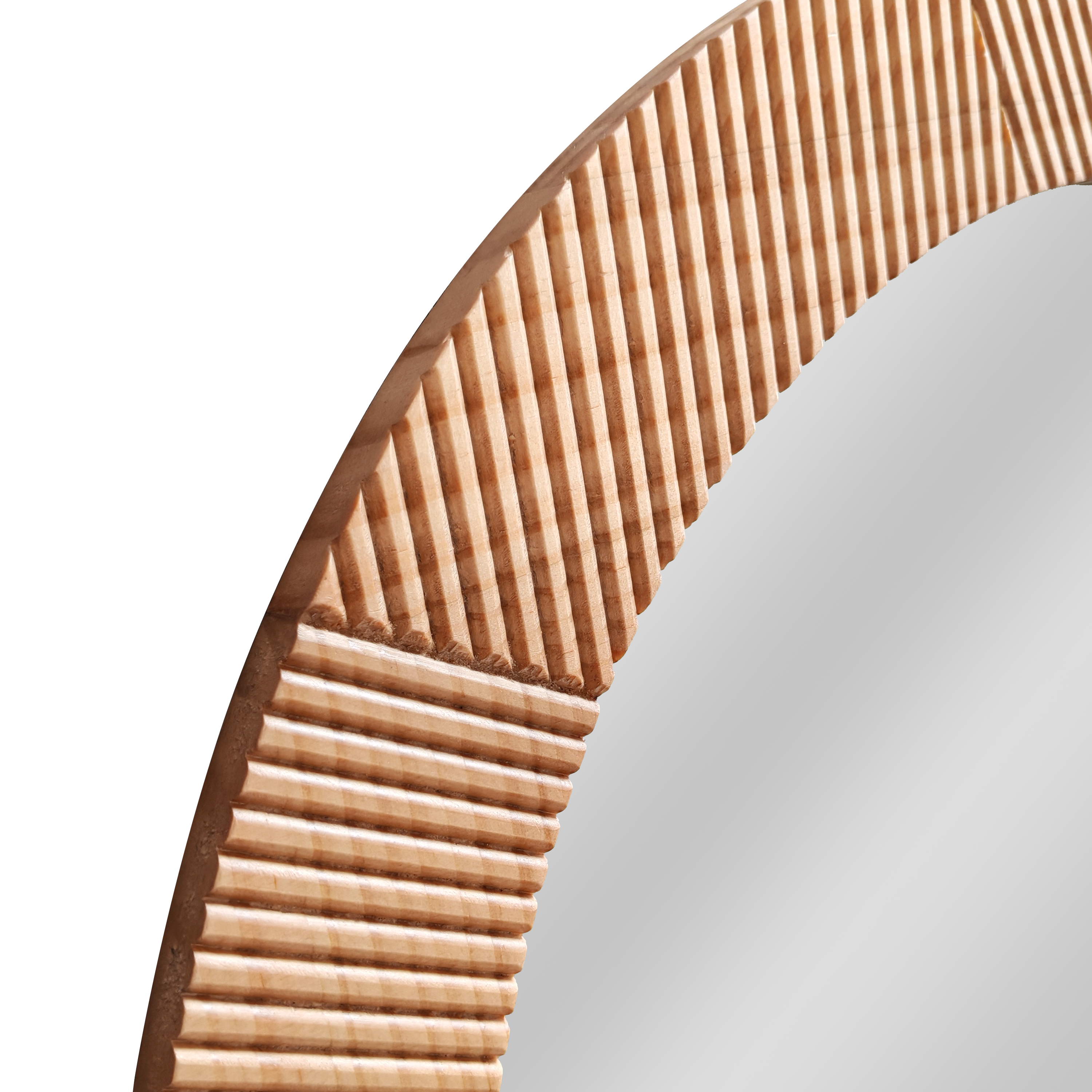 Espejo enmarcado de pared redondo Gravy madera natural mate INSPIRE de 60 cm de diámetro - 6