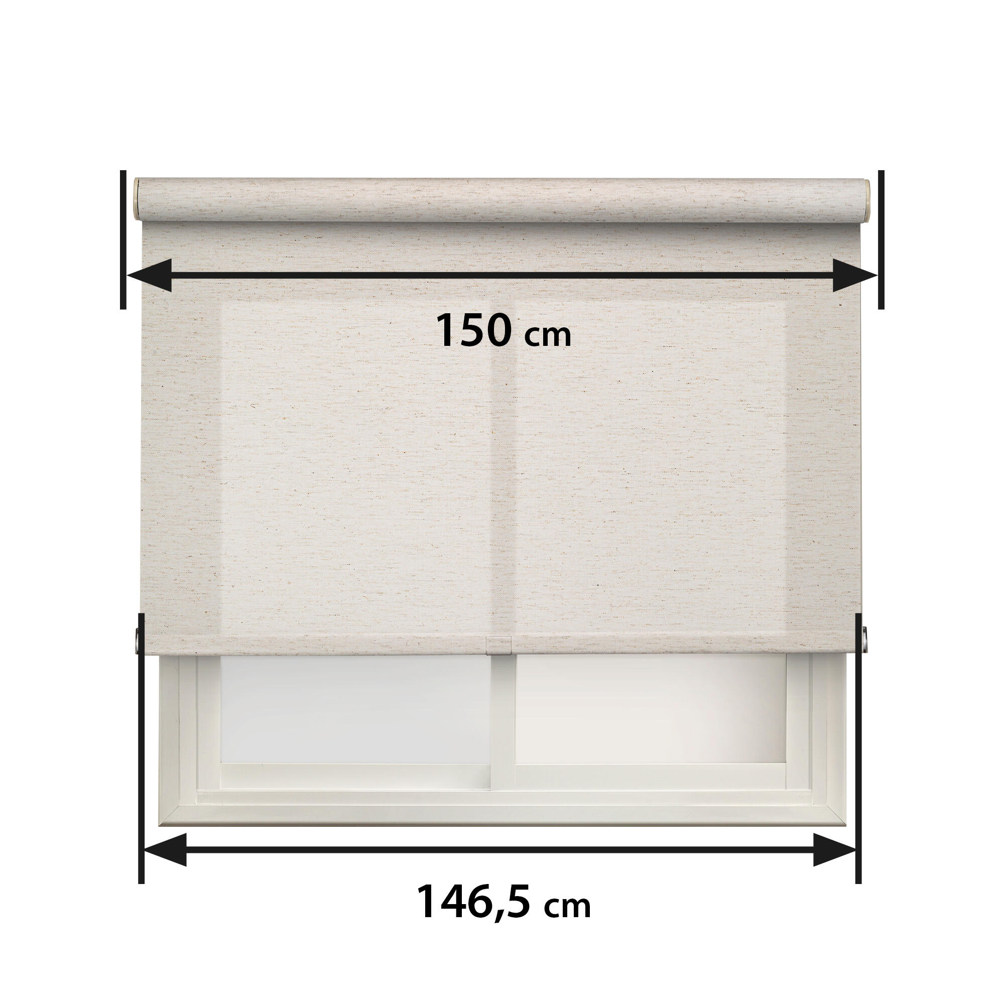 Estor enrollable screen 5% Lino de 150x250 PVC liso natural con cadena. Aislamiento térmico - 2