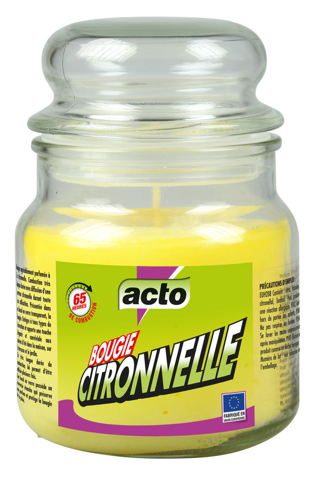 Bougie citronnelle en verre grand format, Bougi6 ACTO