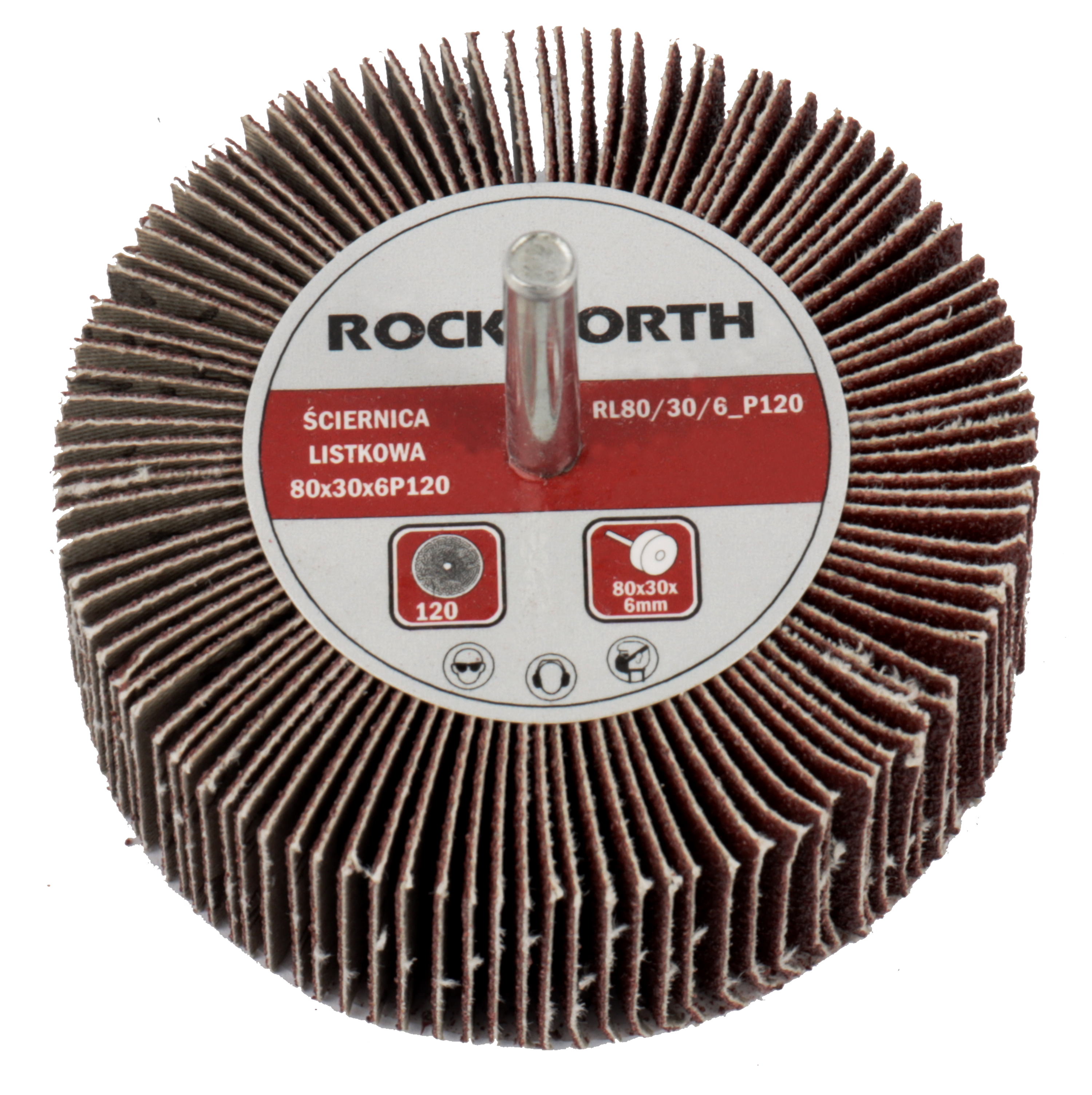 Ściernica listkowa trzpieniowa 80x30x6mm P120 ROCKWORTH