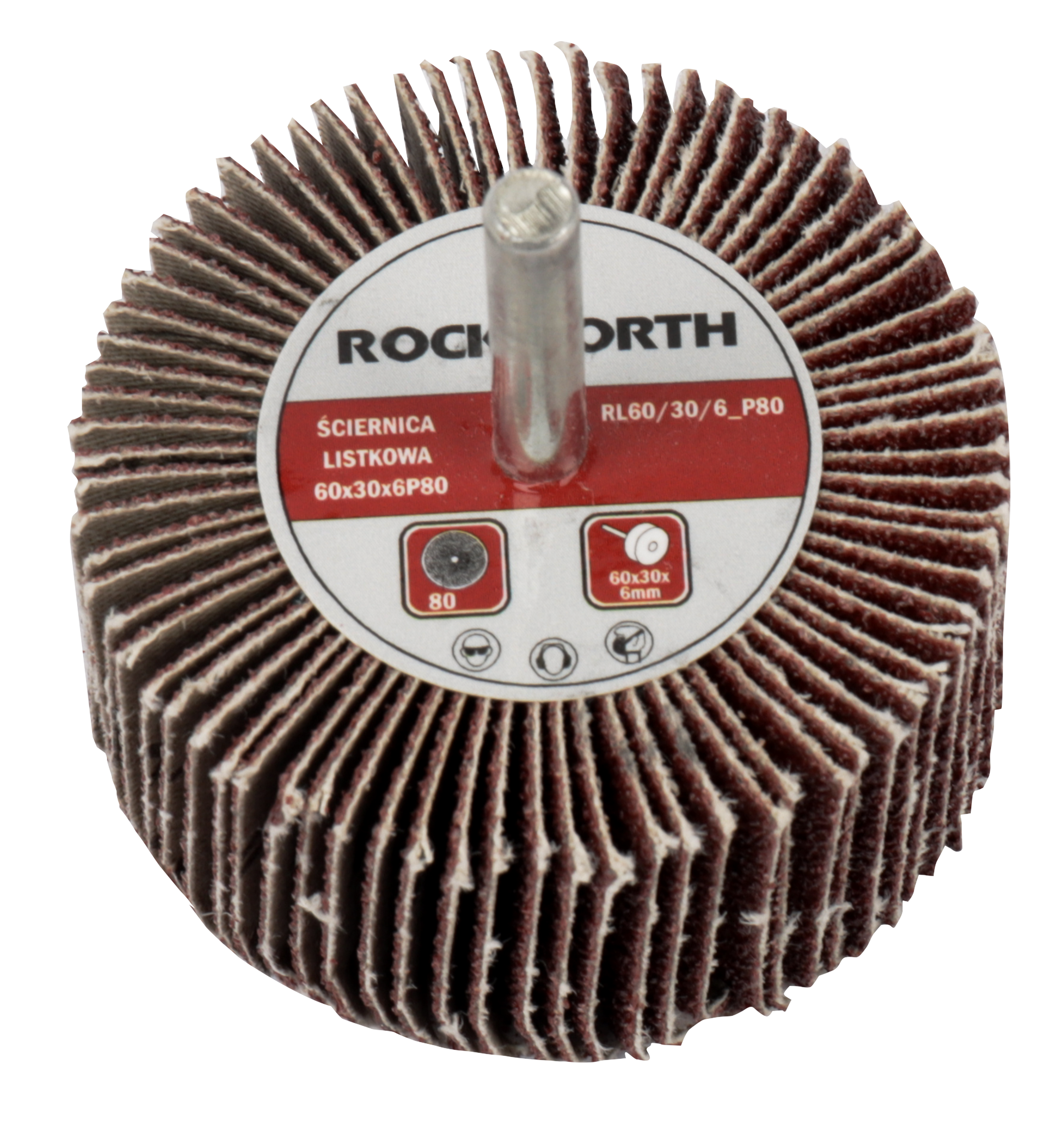 Ściernica listkowa trzpieniowa 60x30x6mm P80 ROCKWORTH