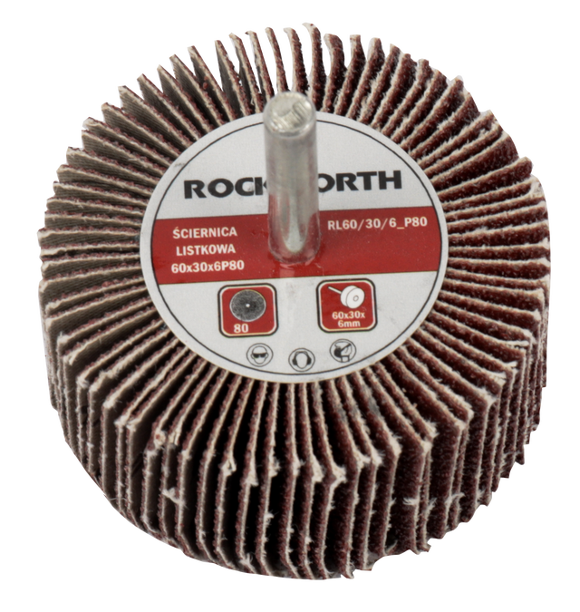 Ściernica listkowa trzpieniowa 60x30x6mm P80 ROCKWORTH