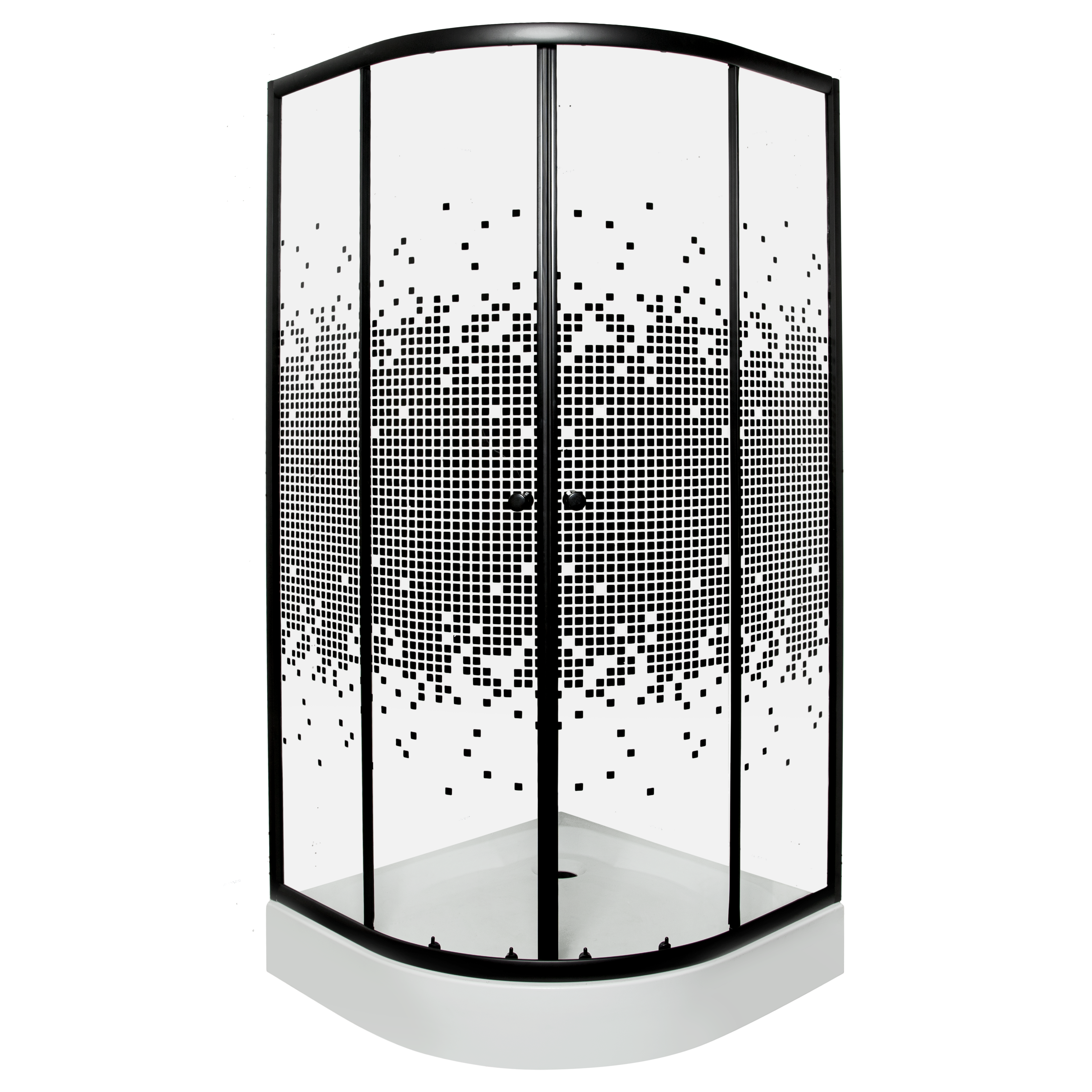 Kabina prysznicowa z brodzikiem 1/4 koła Pixel Black 90x90x199 cm czarna Kerra