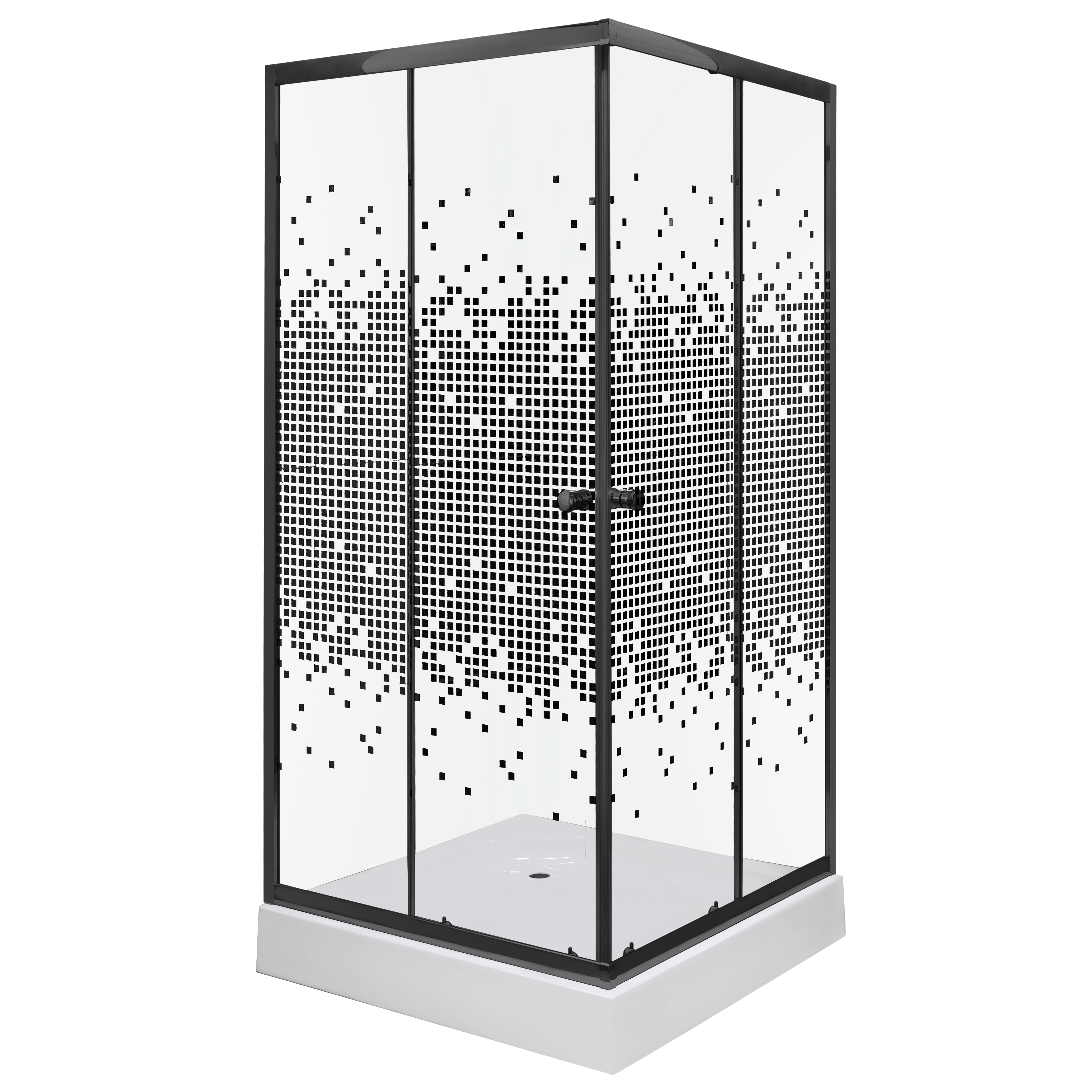 Kabina prysznicowa z brodzikiem kwadratowa Pixel Black 80x80x195 cm czarna Kerra