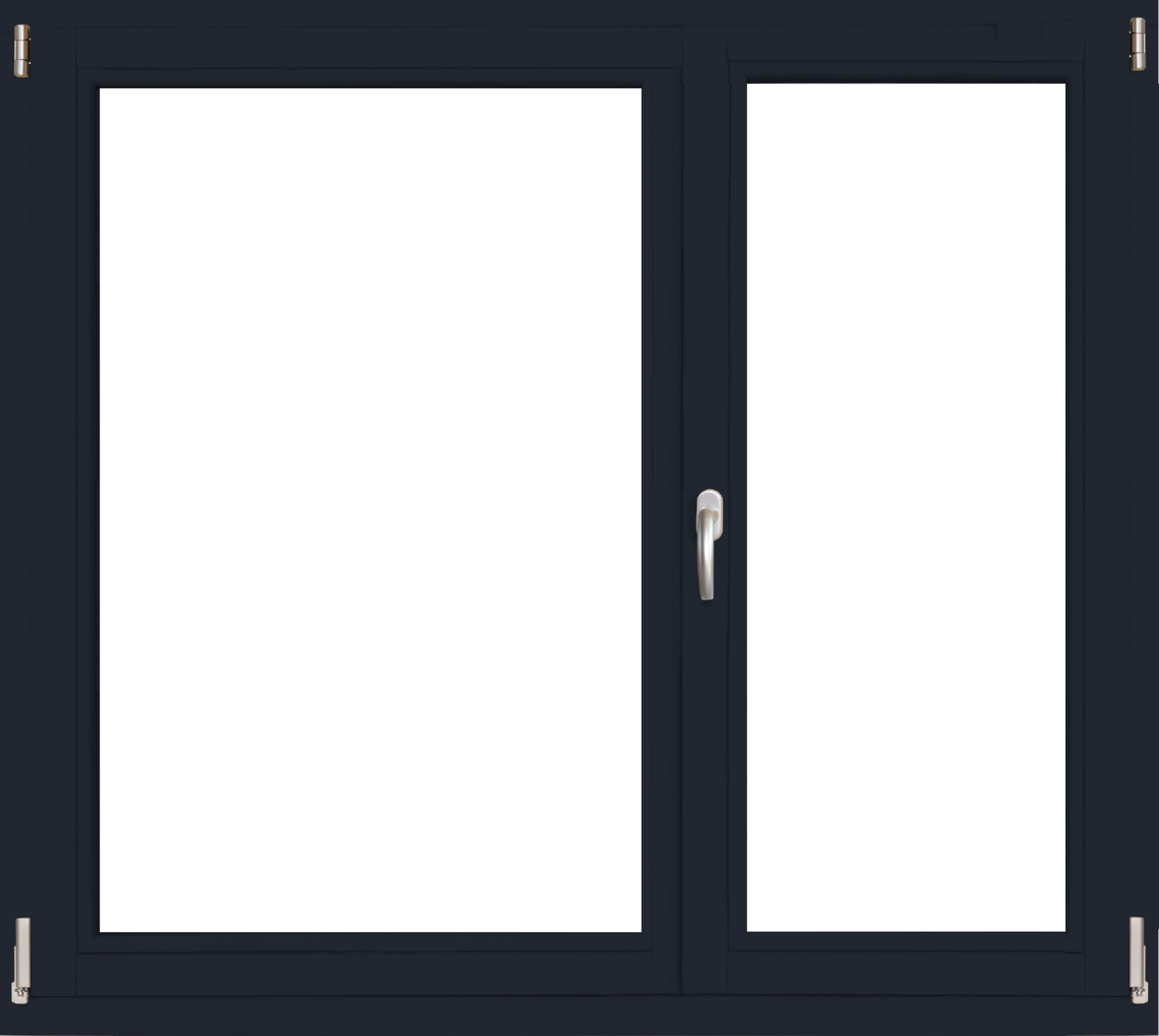 Okno drewniane 3-szybowe fasadowe lakier kolor antracyt O34 90 R/RU 1465x1435 mm rozwierno-uchylne prawe do wewnątrz Lupol
