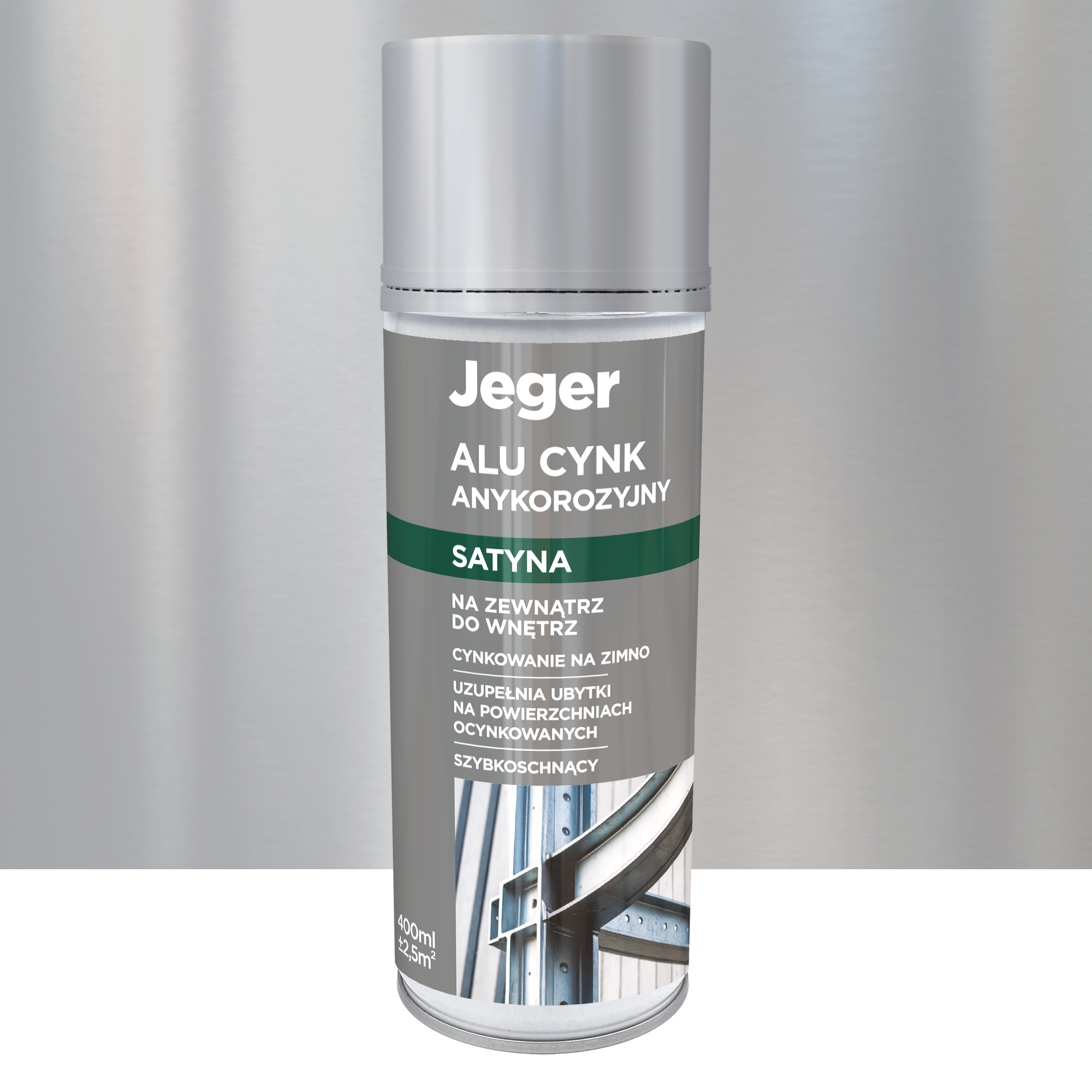 Alu Cynk w sprayu szybkoschnący Satyna 400 ml Jeger