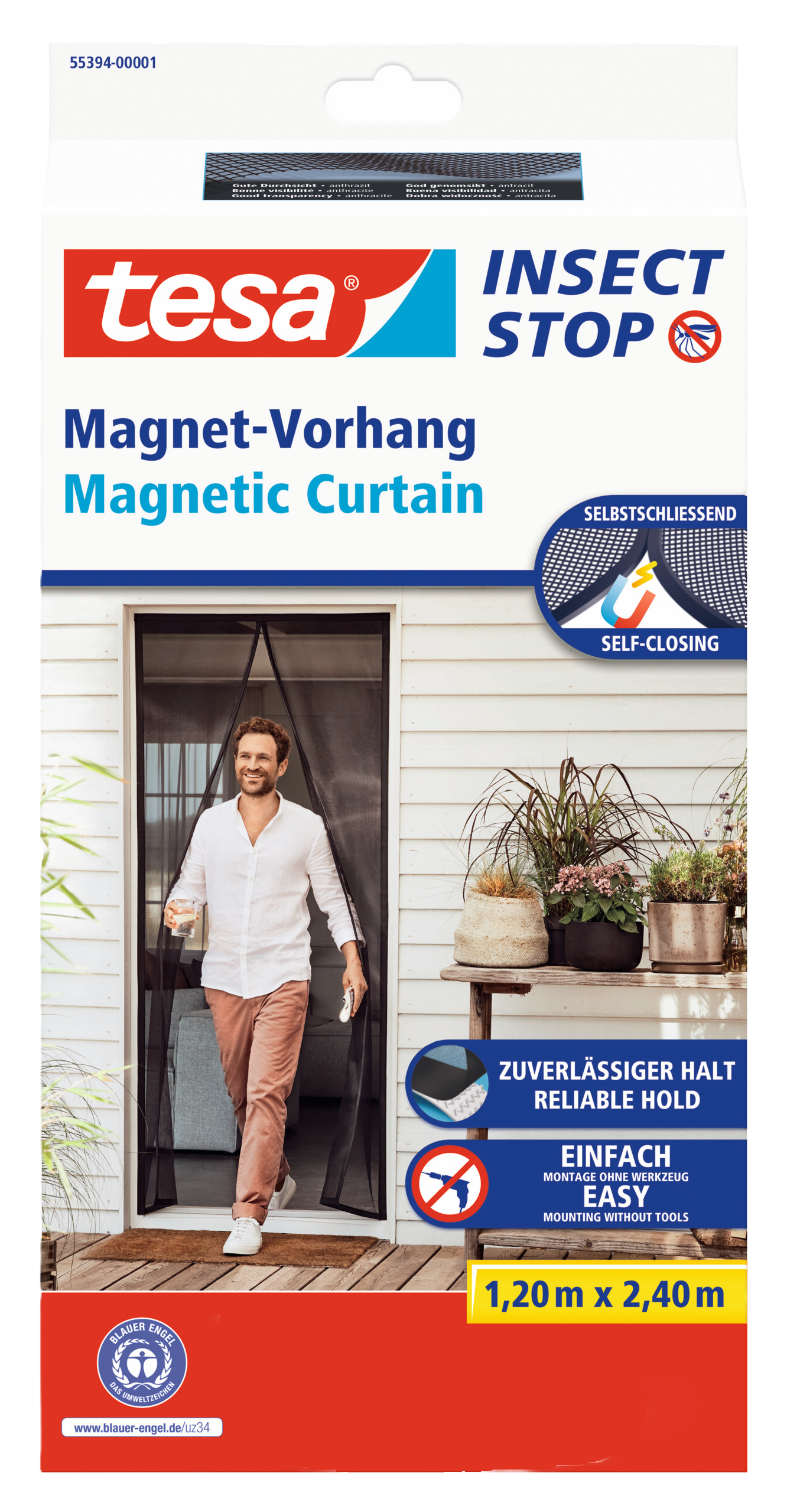 Moskitiera na drzwi Comfort 120 x 240 cm Czarna Tesa