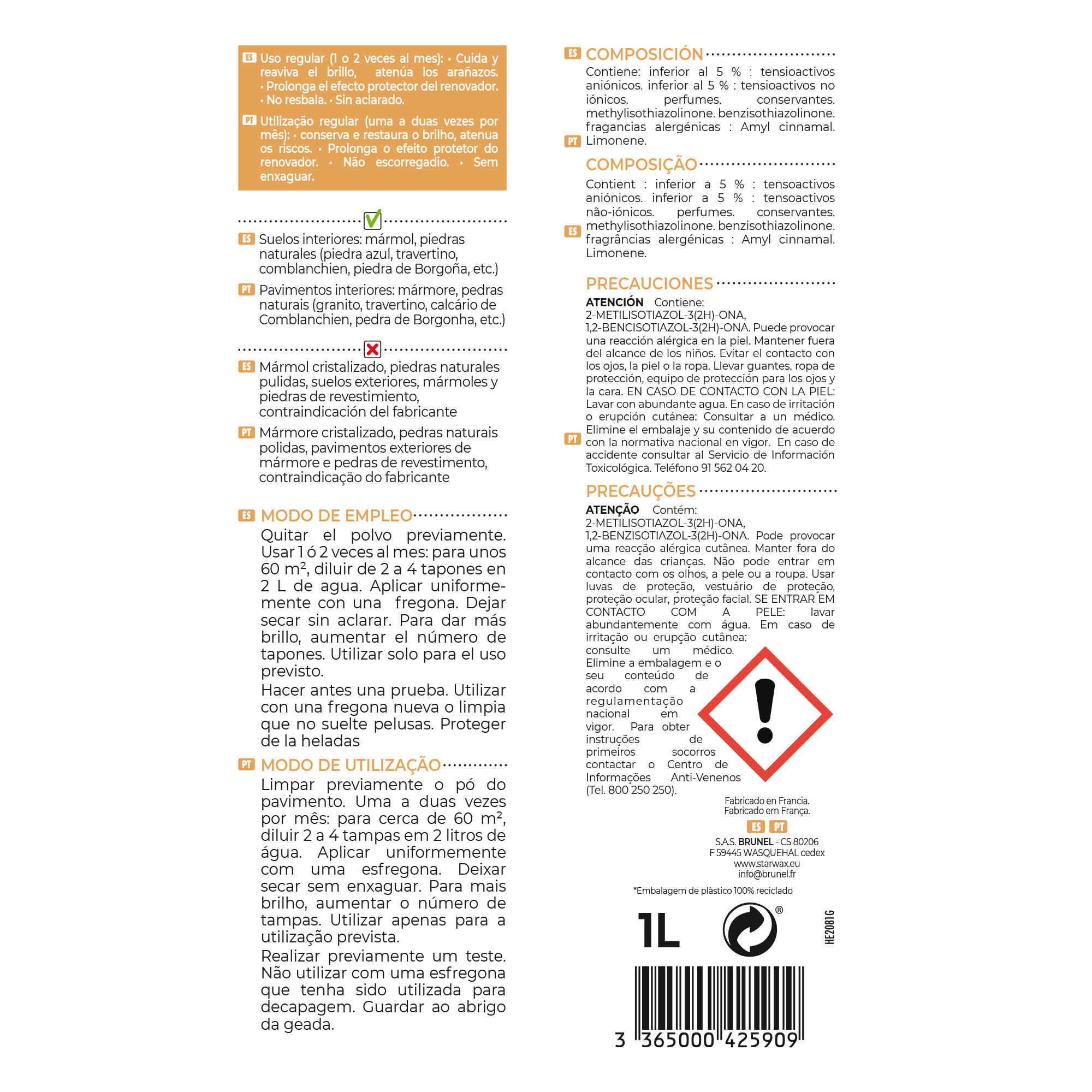 Abrilhantador para mármore STARWAX 1L - 4