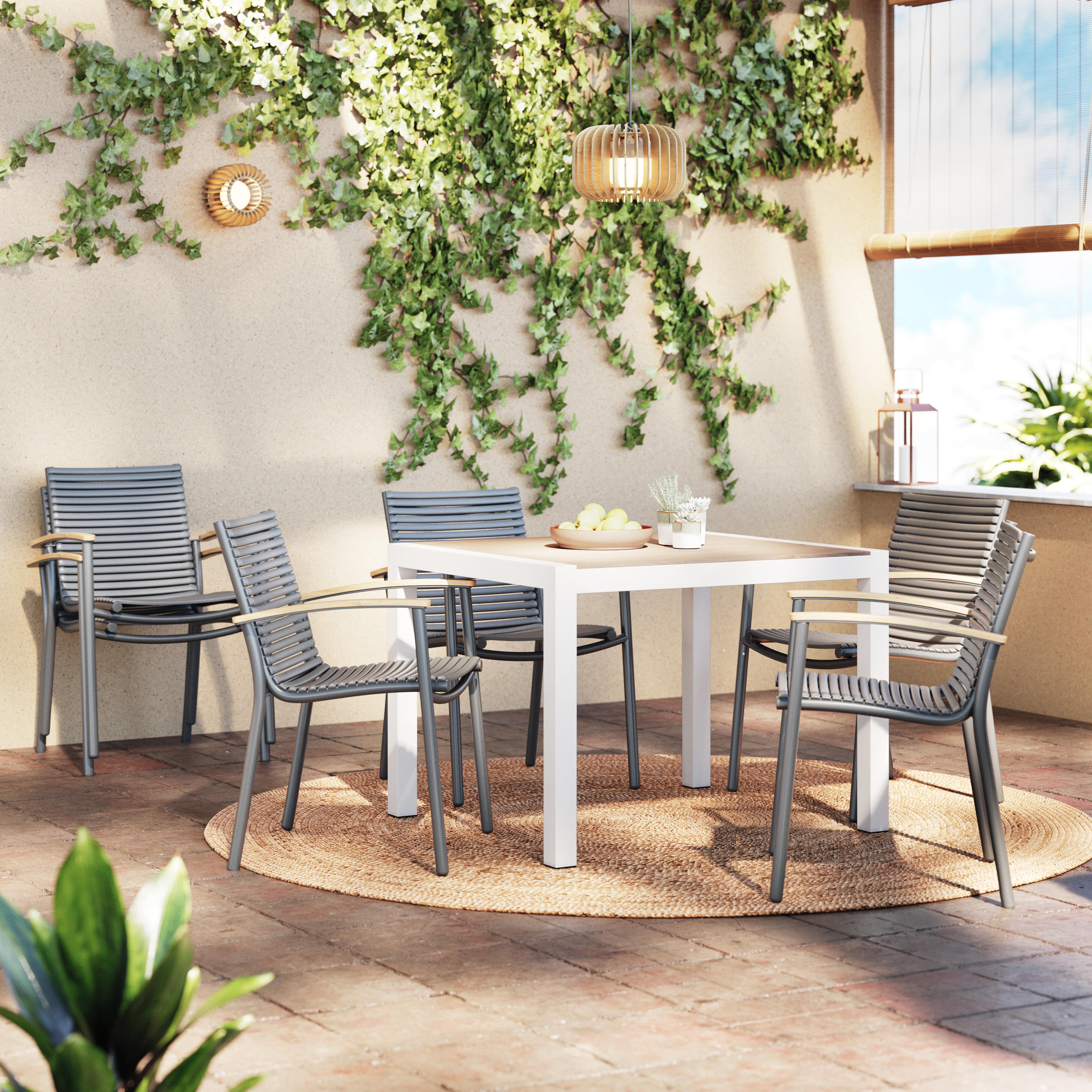 Silla de jardín sín cojín de aluminio Dora gris Naterial - 4