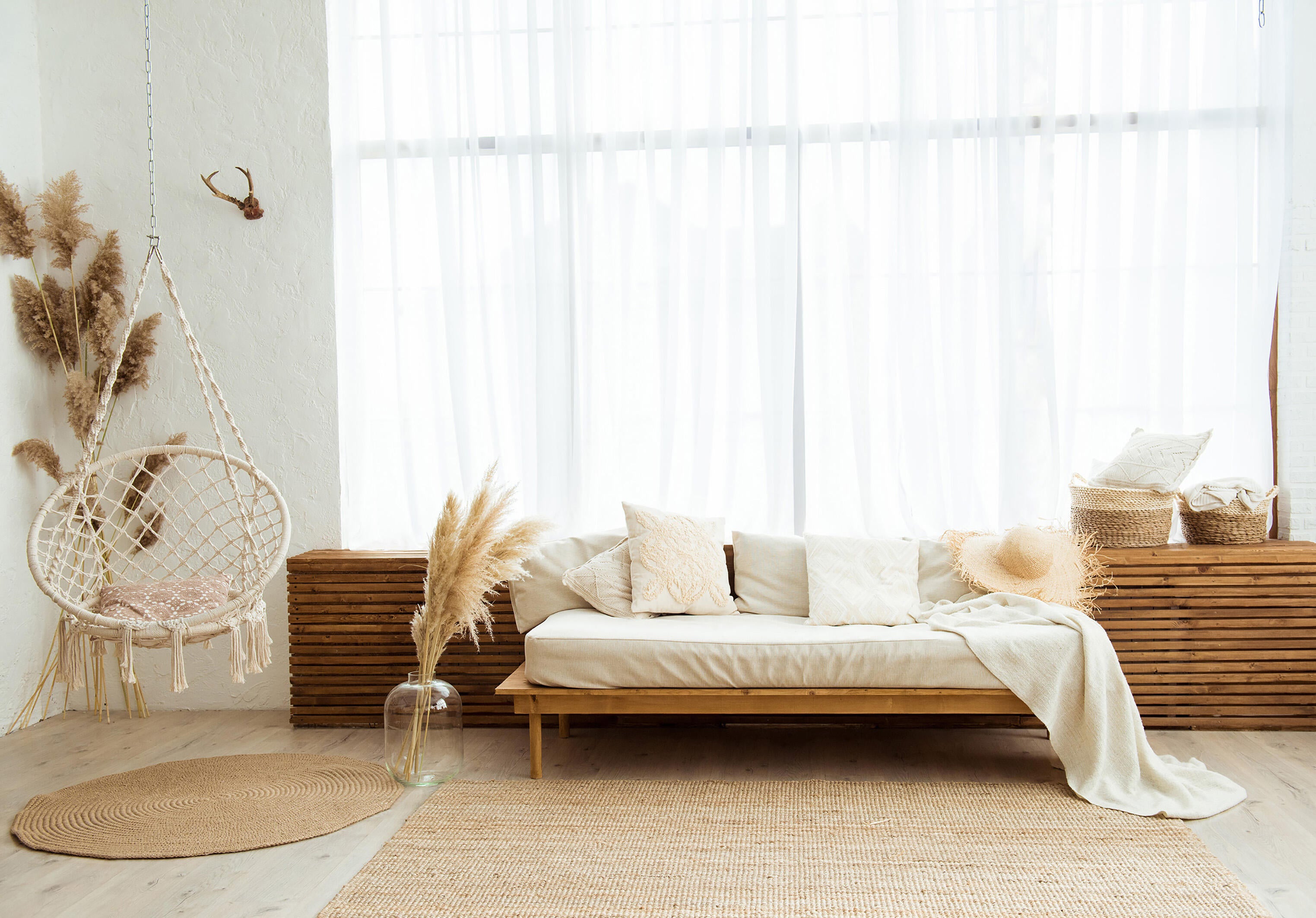 Visillo  ollaos Zoe   liso blanco natural de 140x270cm - 3